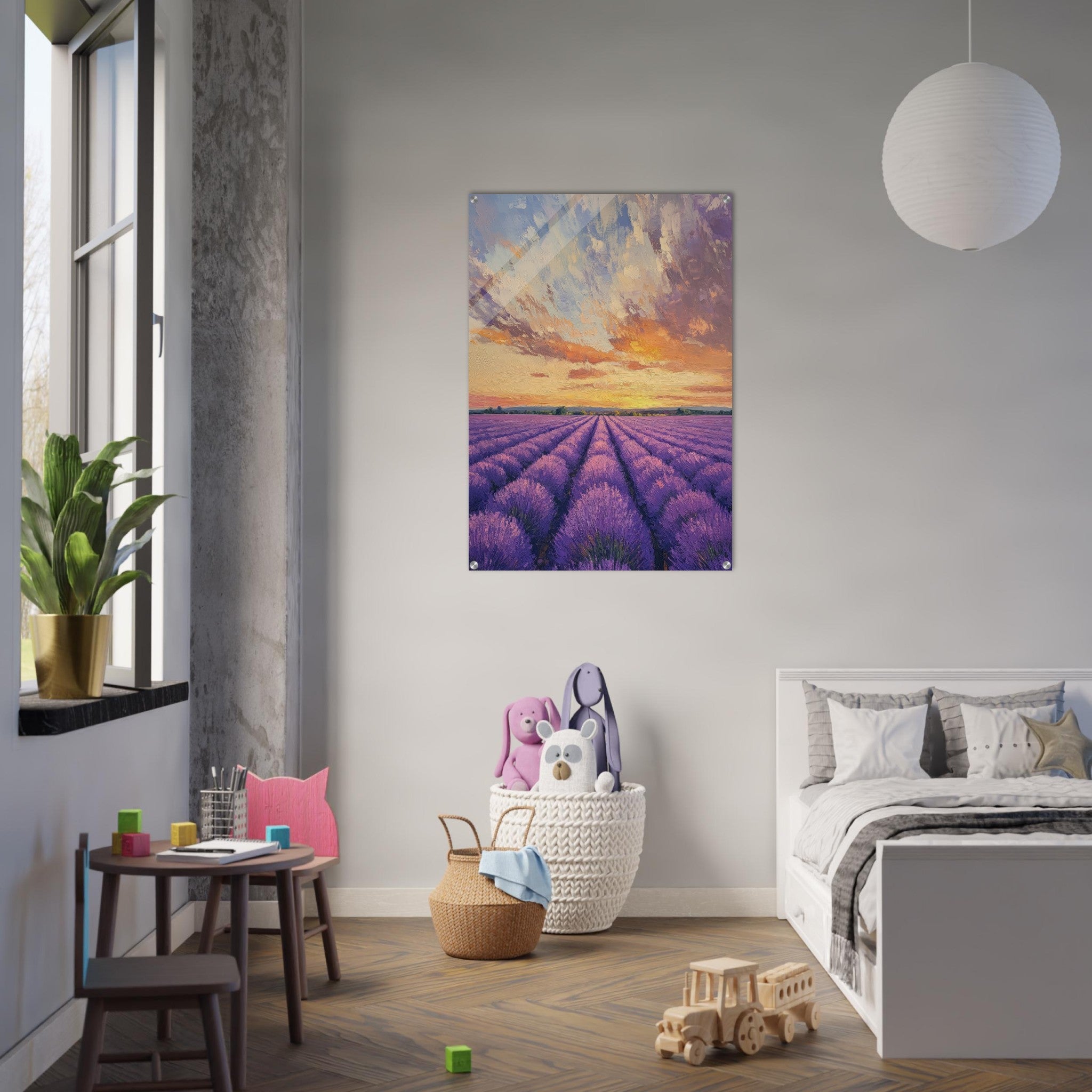 Acrylic Print Portrait - Lavender Fields at Sunset A mesmerizing view - Shop Ai Art WebShop - Digital Art online Store