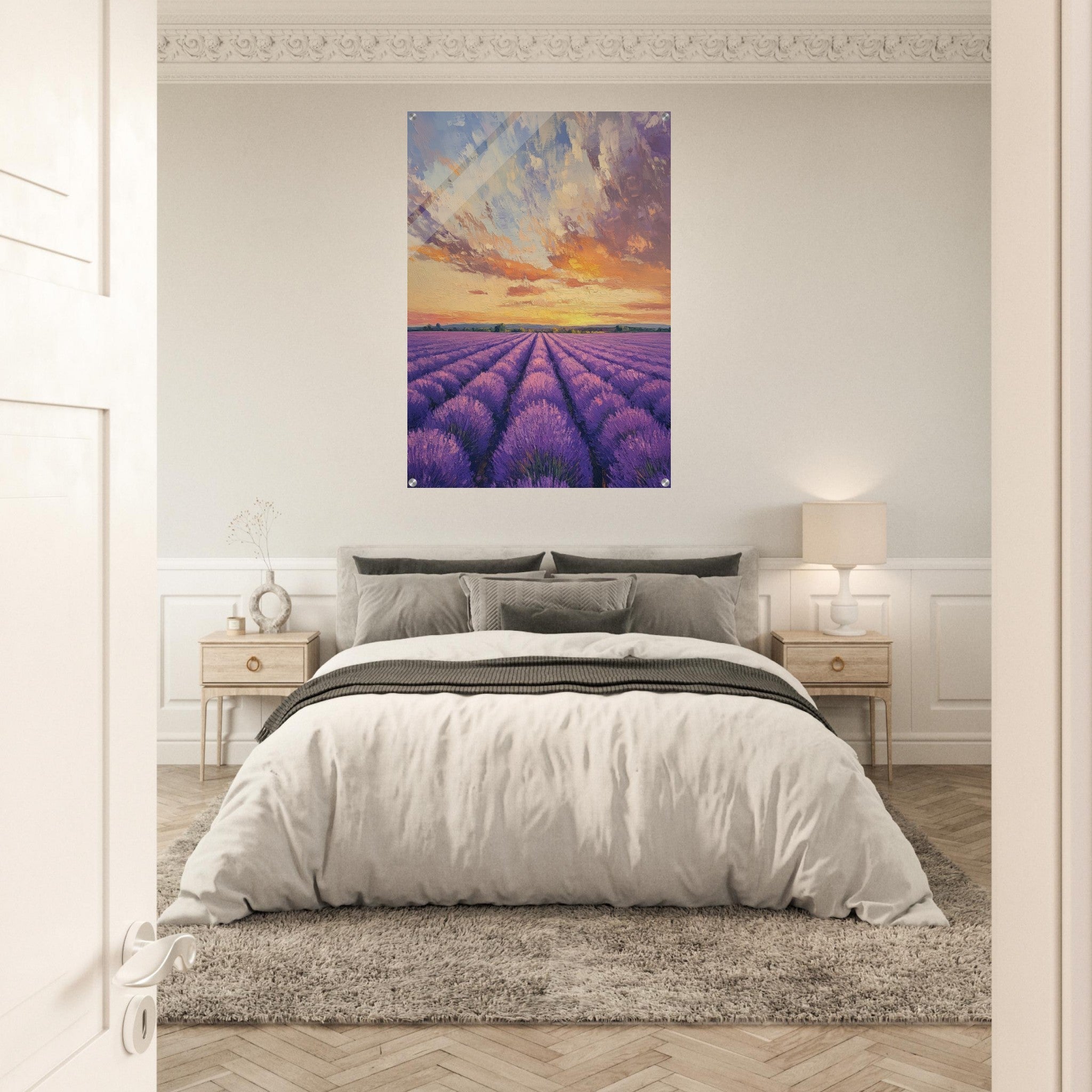 Acrylic Print Portrait - Lavender Fields at Sunset A mesmerizing view - Shop Ai Art WebShop - Digital Art online Store