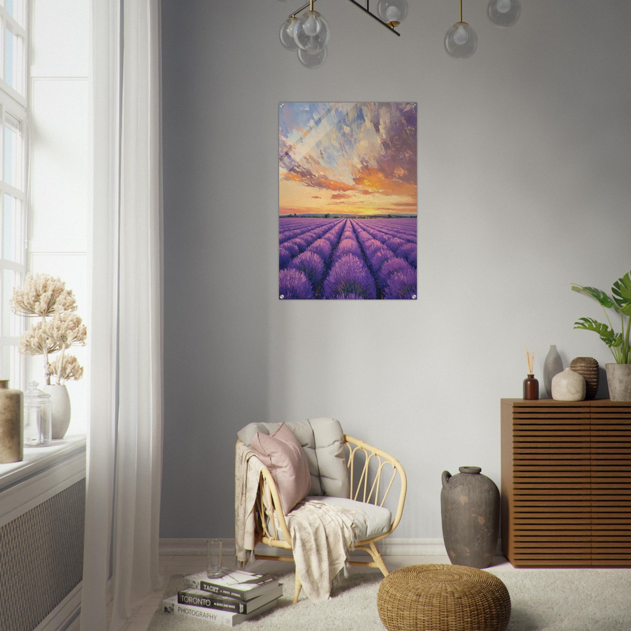 Acrylic Print Portrait - Lavender Fields at Sunset A mesmerizing view - Shop Ai Art WebShop - Digital Art online Store