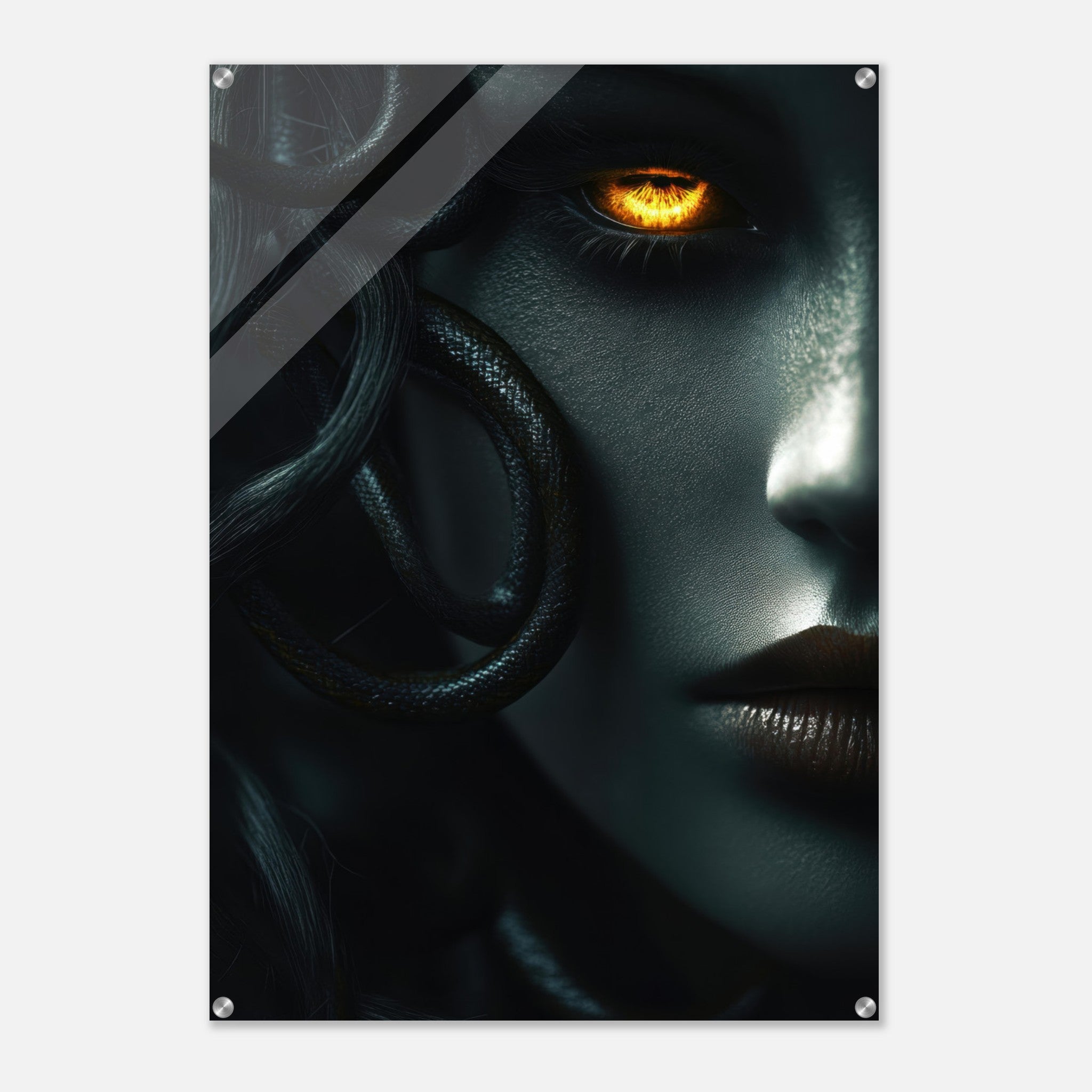 Acrylic Print Portrait - Minimalist Medusas Gaze Minimalism Tight - Focus - Shop Ai Art WebShop - Digital Art online Store