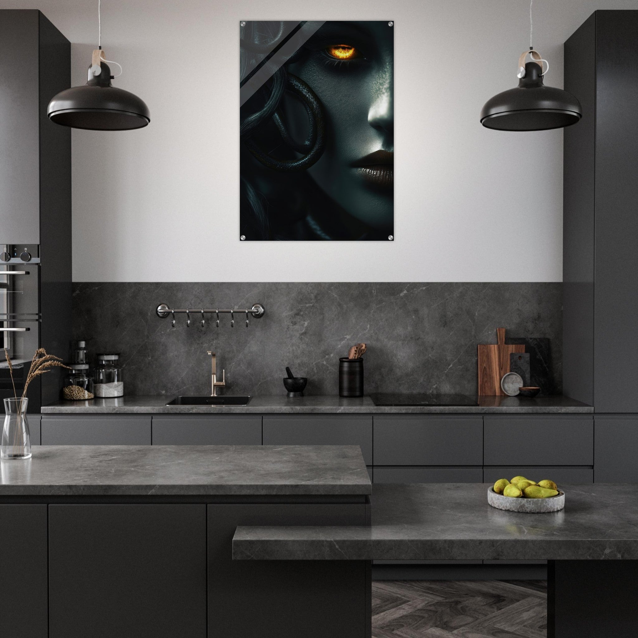 Acrylic Print Portrait - Minimalist Medusas Gaze Minimalism Tight - Focus - Shop Ai Art WebShop - Digital Art online Store