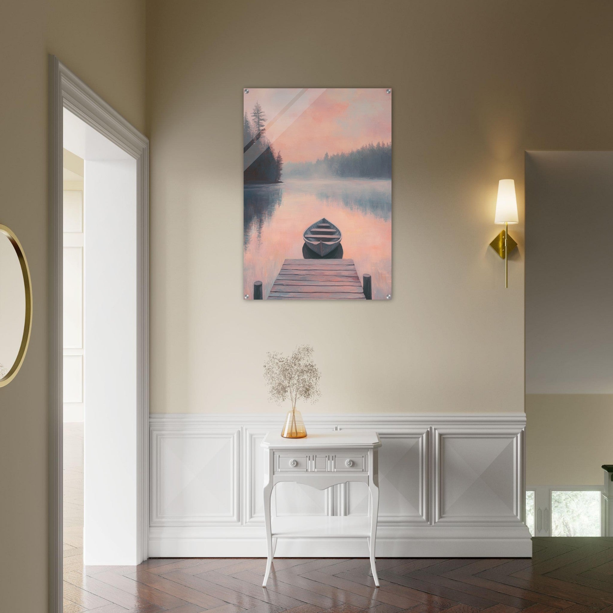 Acrylic Print Portrait - Serene Lake with Rowboats A tranquil lake 3 - Shop Ai Art WebShop - Digital Art online Store