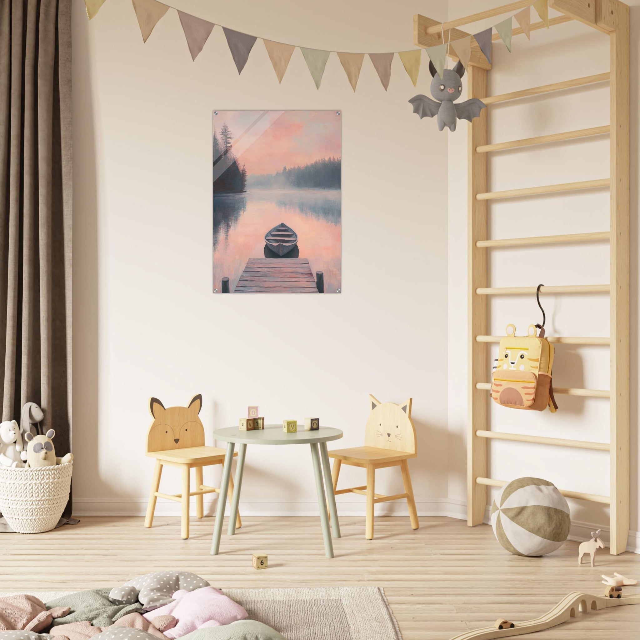 Acrylic Print Portrait - Serene Lake with Rowboats A tranquil lake 3 - Shop Ai Art WebShop - Digital Art online Store