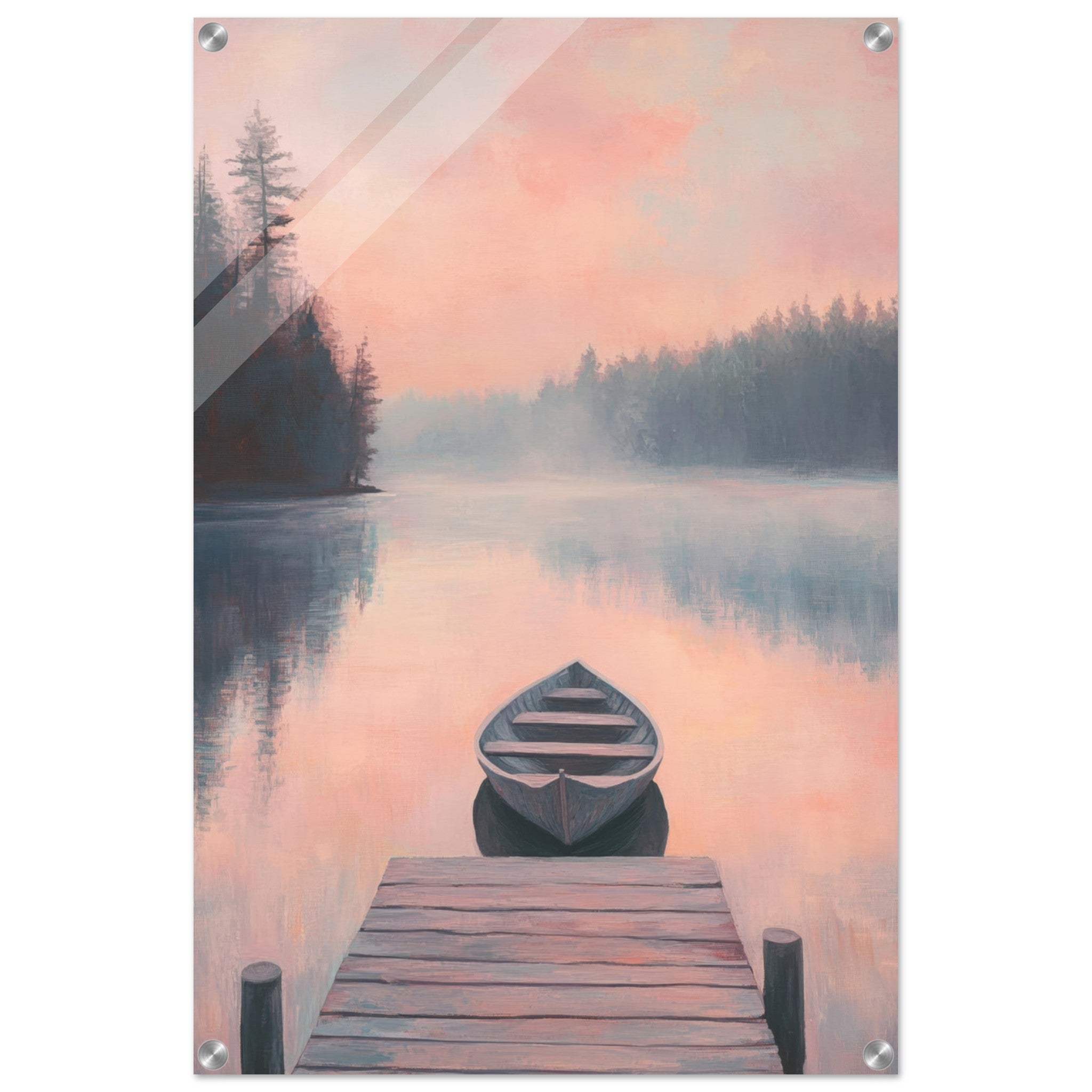 Acrylic Print Portrait - Serene Lake with Rowboats A tranquil lake 3 - Shop Ai Art WebShop - Digital Art online Store