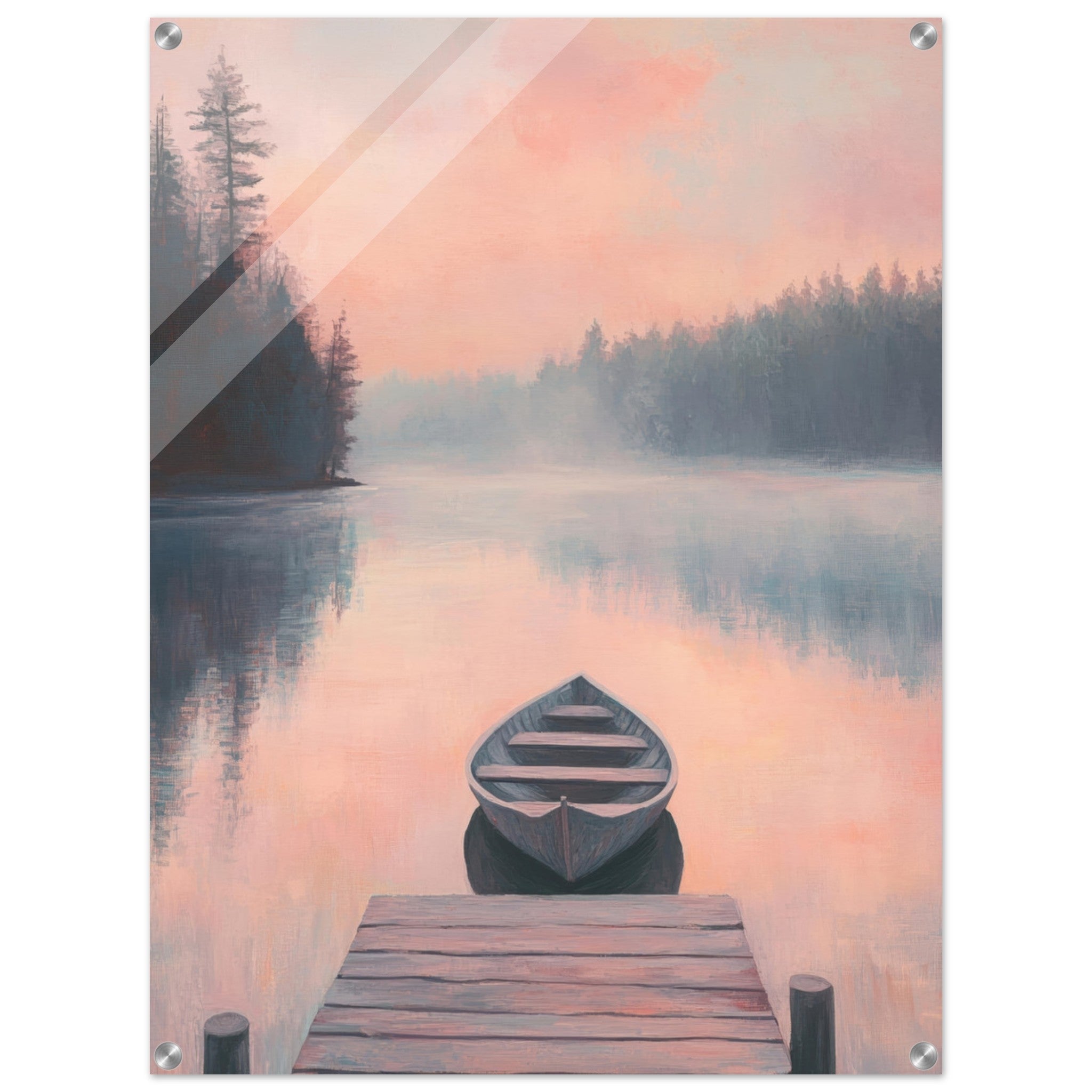 Acrylic Print Portrait - Serene Lake with Rowboats A tranquil lake 3 - Shop Ai Art WebShop - Digital Art online Store