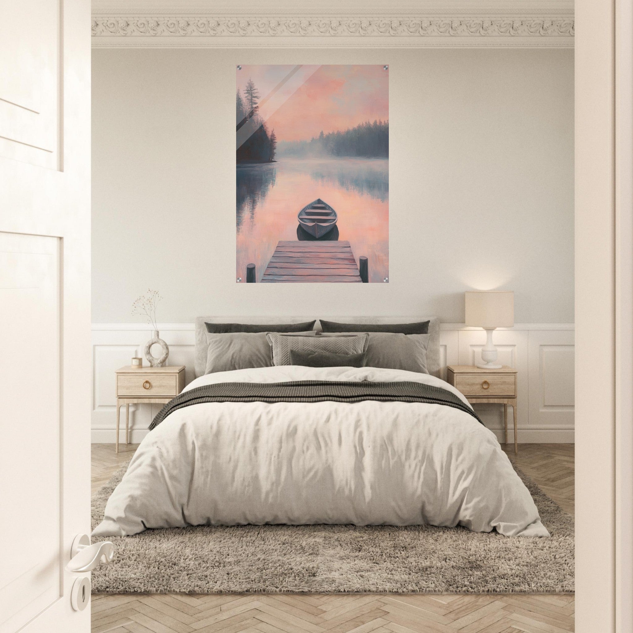 Acrylic Print Portrait - Serene Lake with Rowboats A tranquil lake 3 - Shop Ai Art WebShop - Digital Art online Store