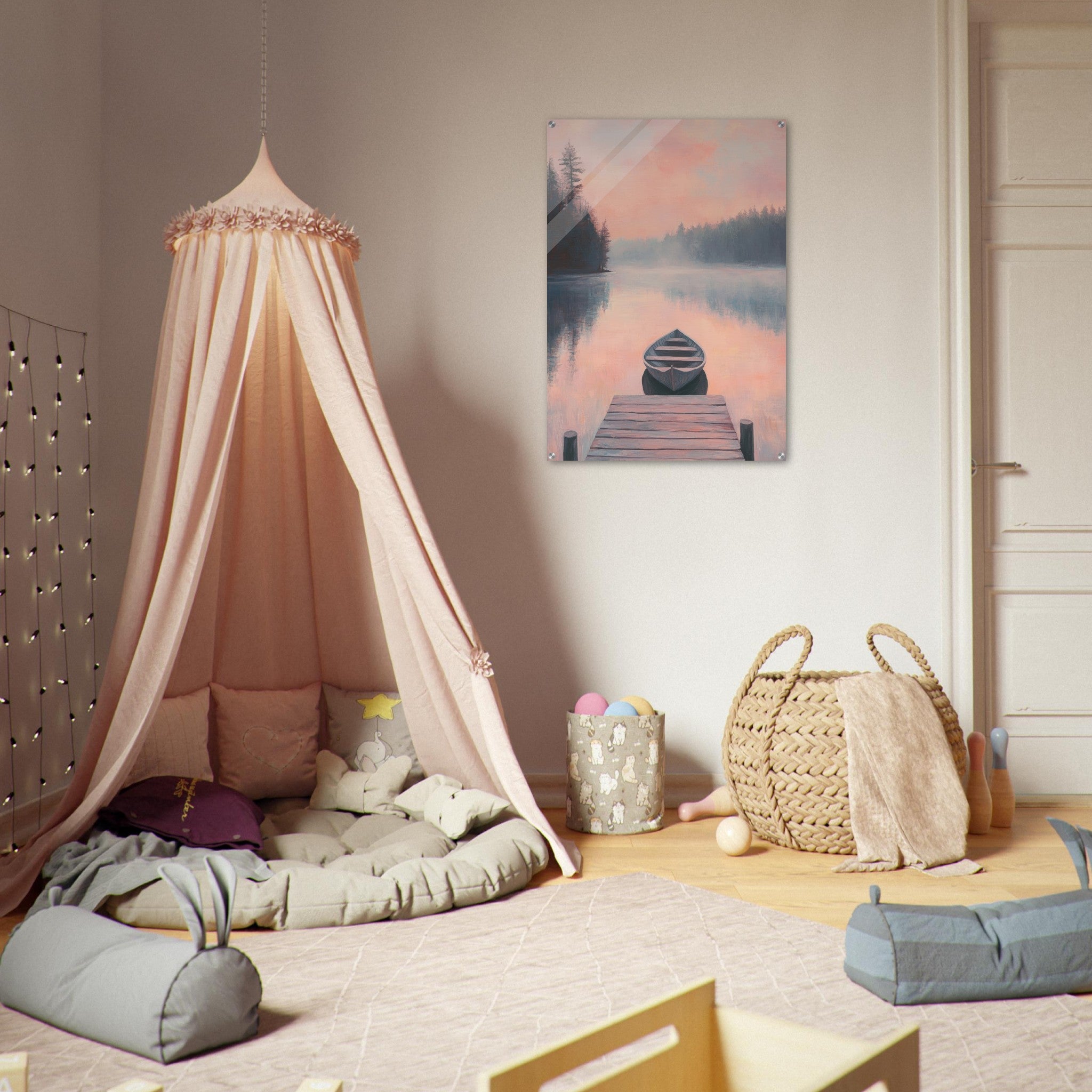 Acrylic Print Portrait - Serene Lake with Rowboats A tranquil lake 3 - Shop Ai Art WebShop - Digital Art online Store