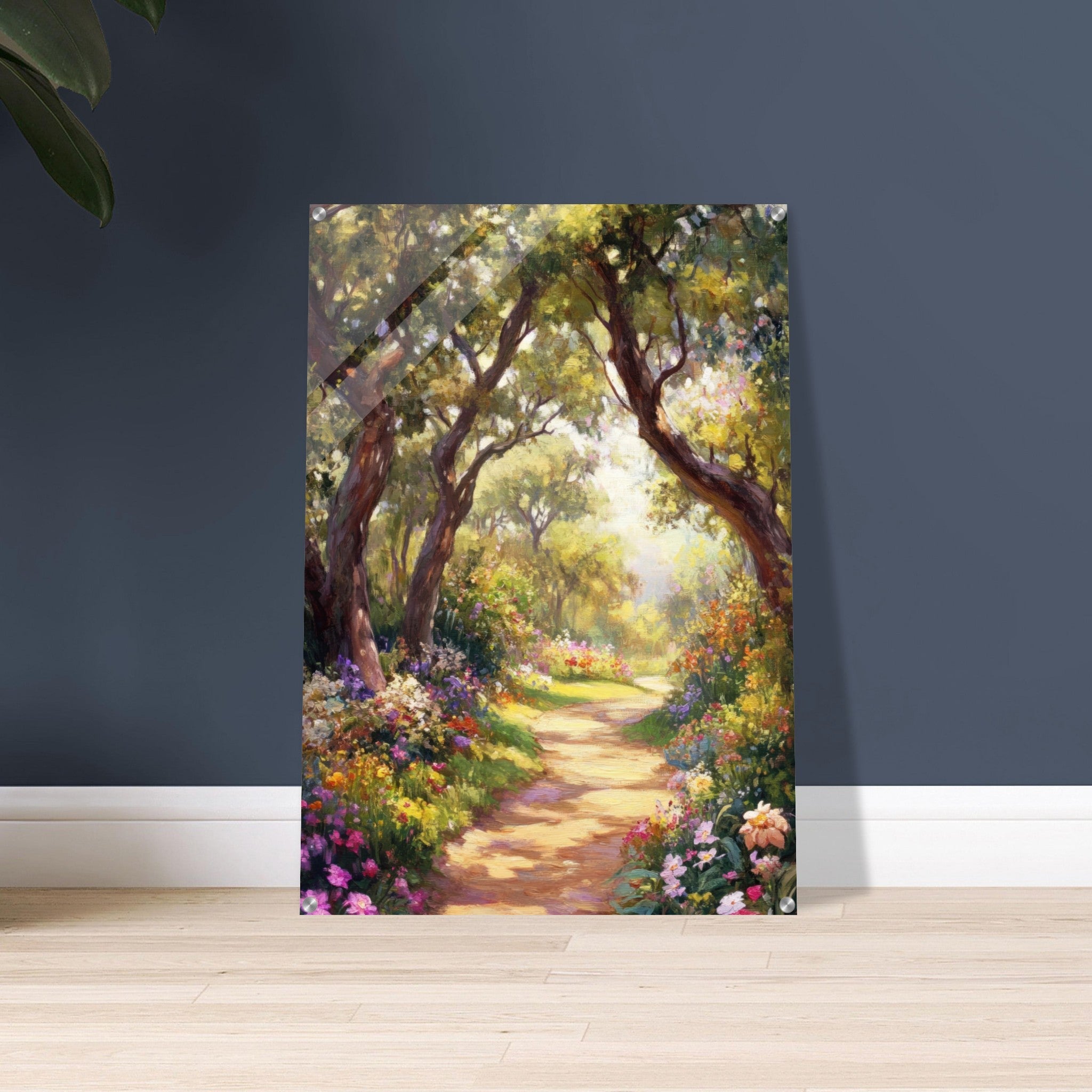 Acrylic Print Portrait - Sunlit Garden Path A meandering pathway through 2 - Shop Ai Art WebShop - Digital Art online Store