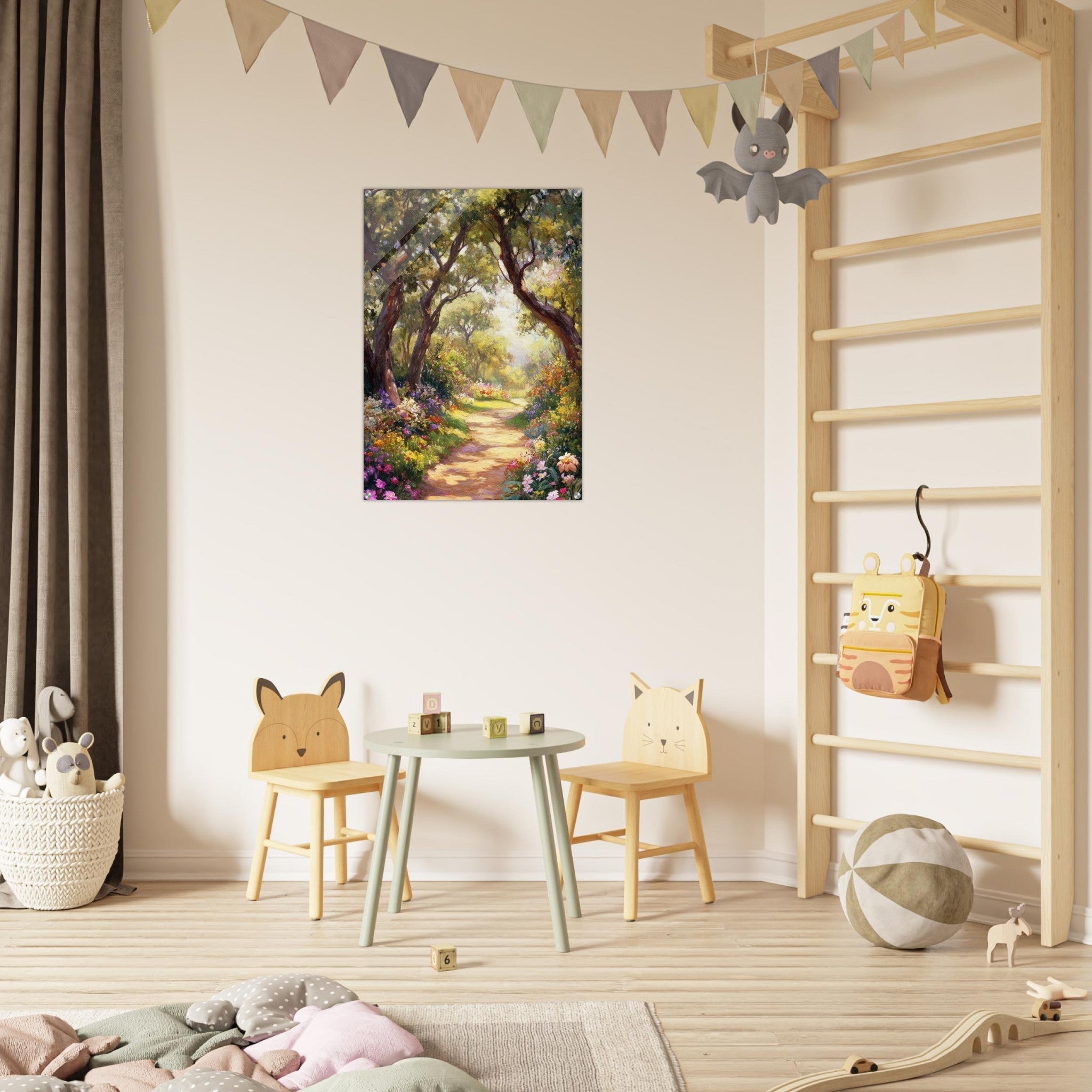 Acrylic Print Portrait - Sunlit Garden Path A meandering pathway through 2 - Shop Ai Art WebShop - Digital Art online Store