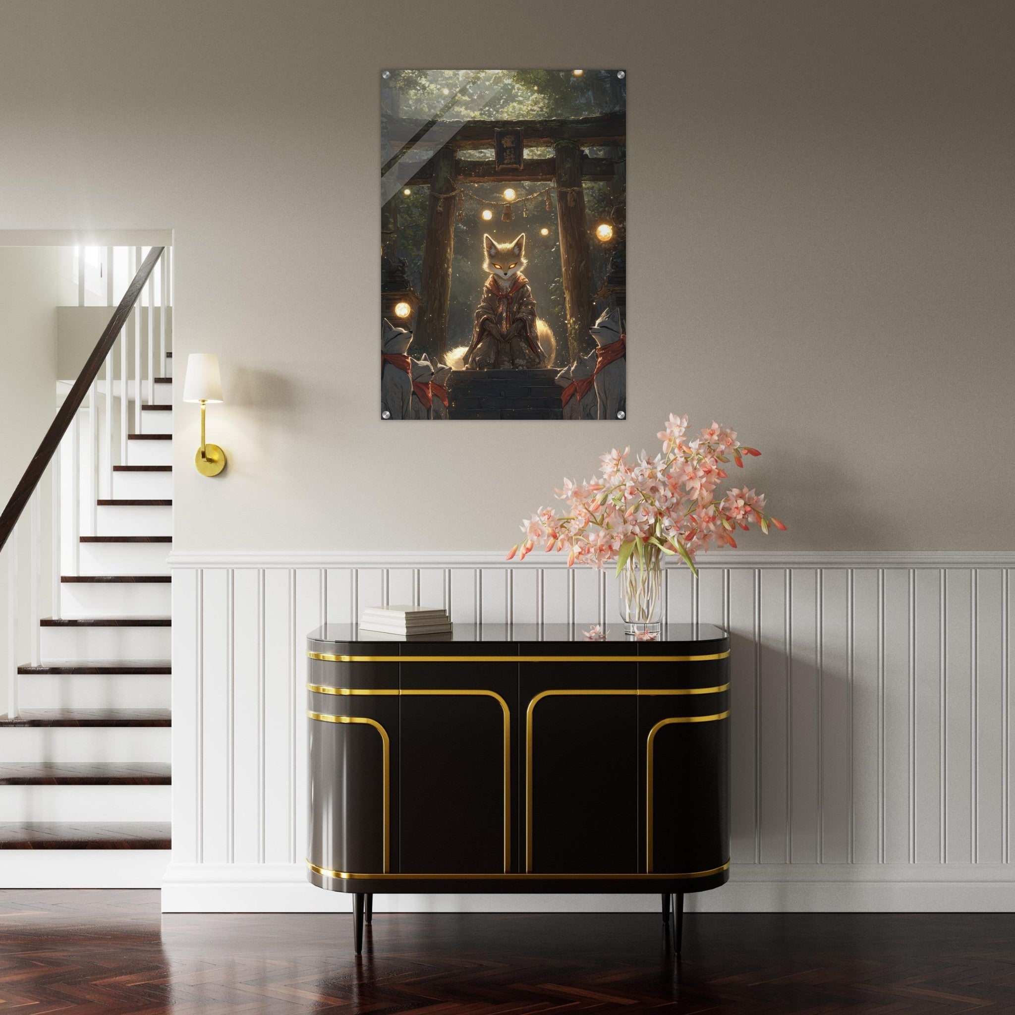Acrylic Print Portrait - The Celestial Foxs Shrine Neo - Classical A nine - t - Shop Ai Art WebShop - Digital Art online Store