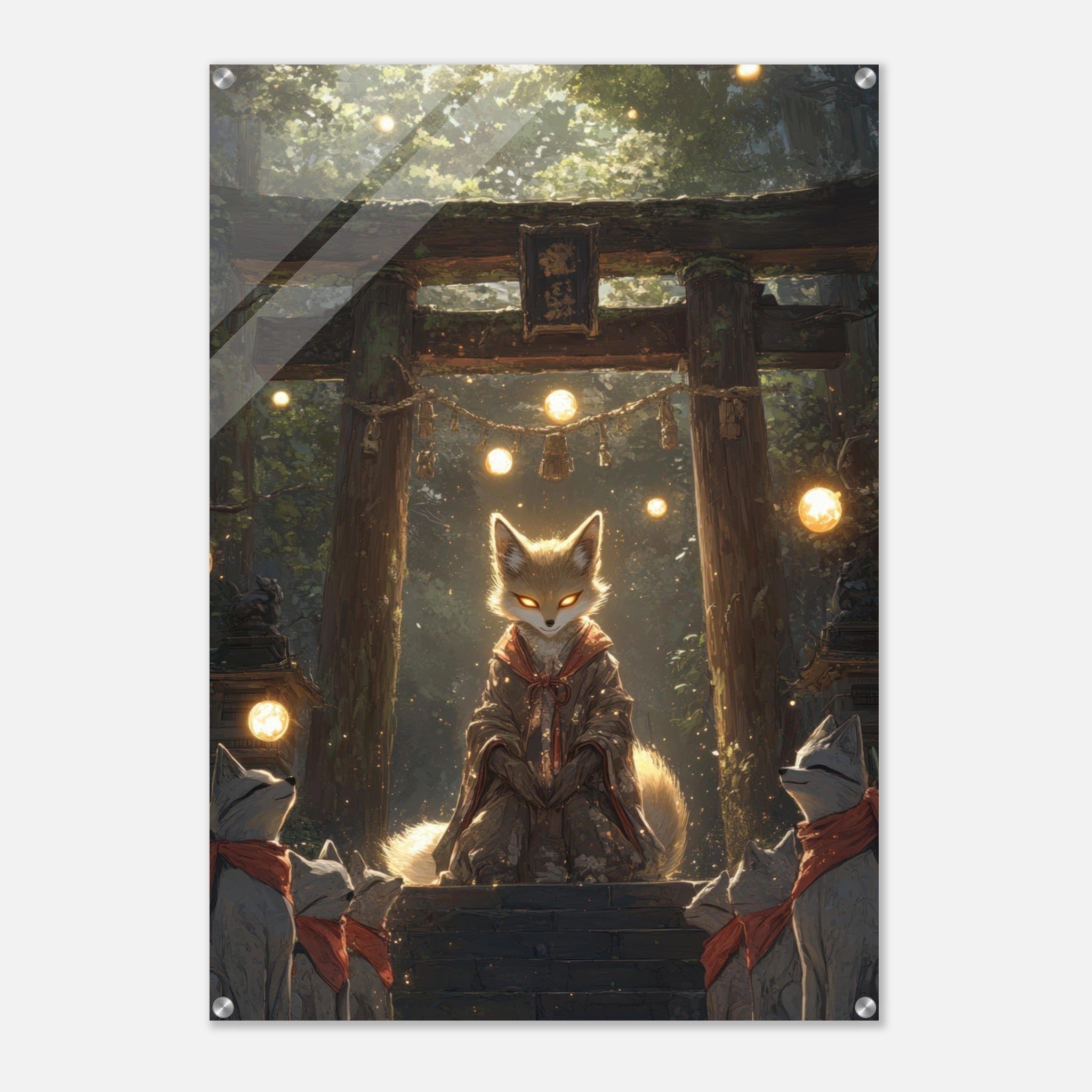Acrylic Print Portrait - The Celestial Foxs Shrine Neo - Classical A nine - t - Shop Ai Art WebShop - Digital Art online Store