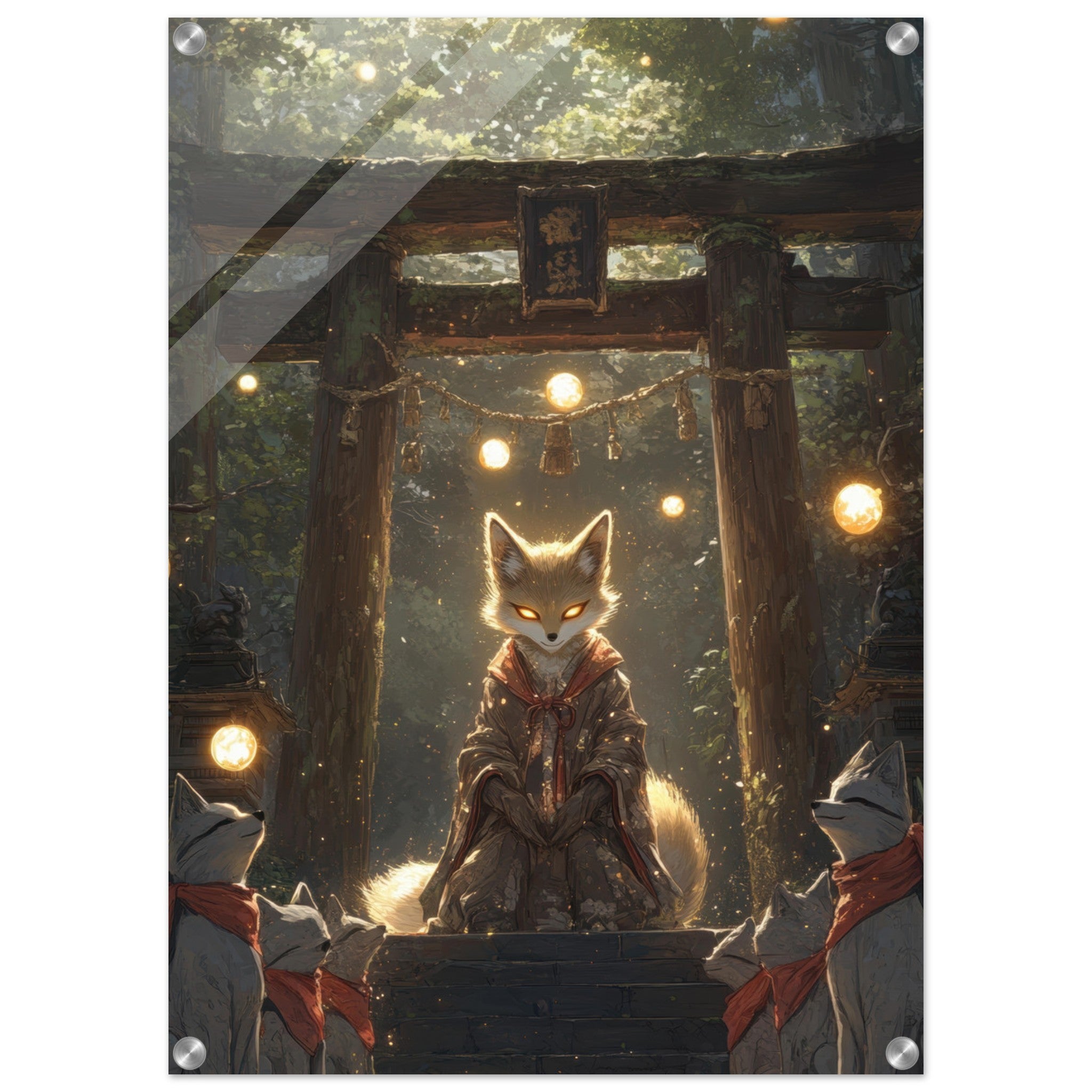 Acrylic Print Portrait - The Celestial Foxs Shrine Neo - Classical A nine - t - Shop Ai Art WebShop - Digital Art online Store