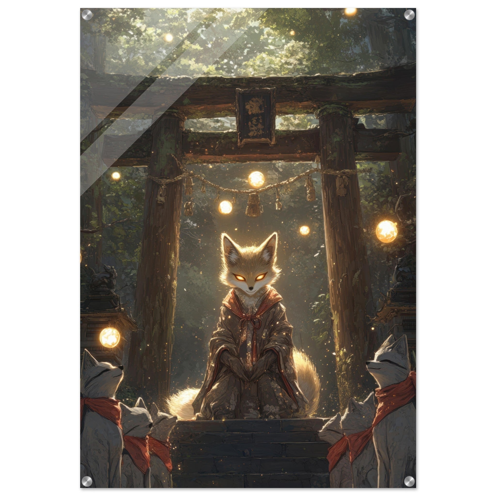 Acrylic Print Portrait - The Celestial Foxs Shrine Neo - Classical A nine - t - Shop Ai Art WebShop - Digital Art online Store