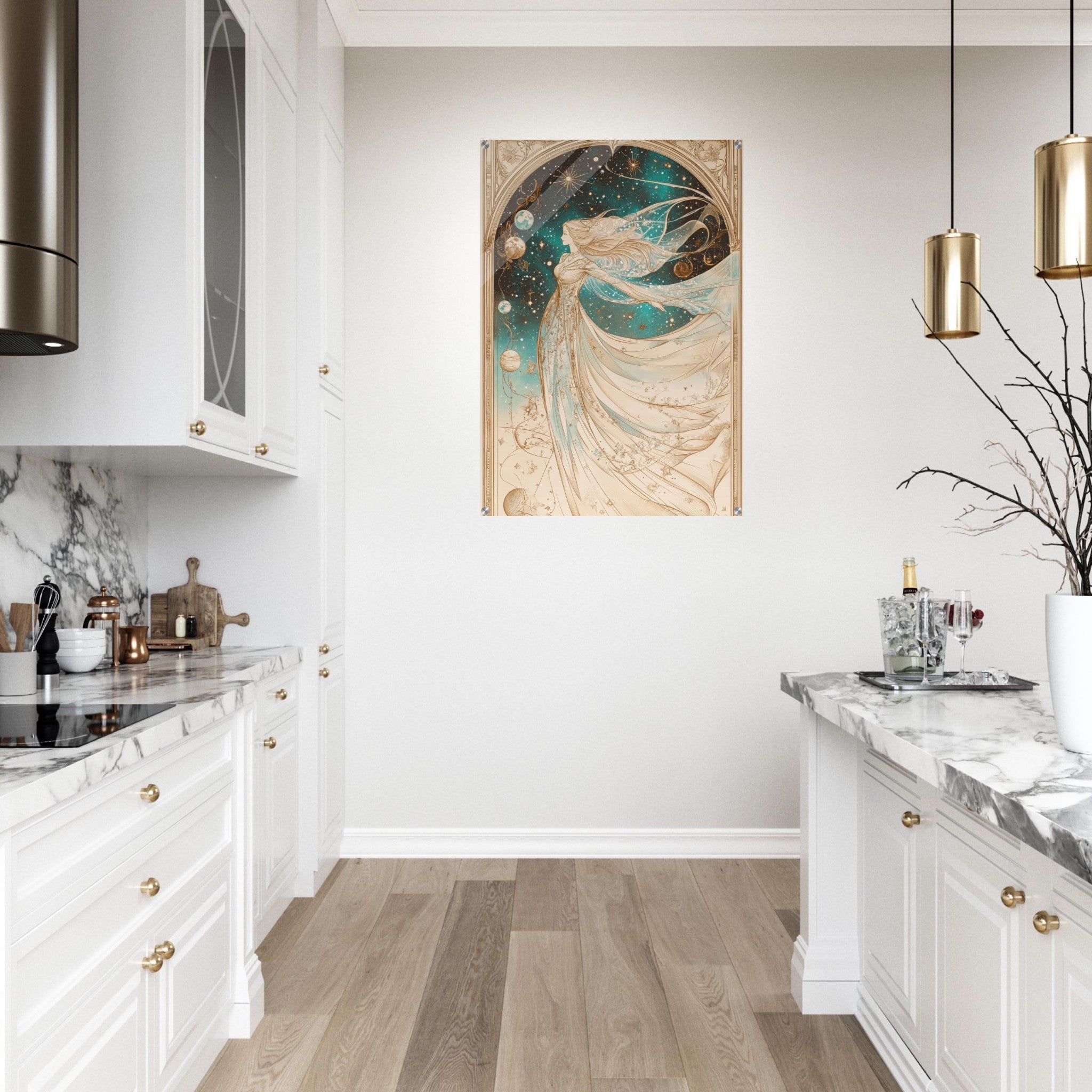 Acrylic Print Portrait - The Cosmic Muse A hand - drawn illustration 2 - Shop Ai Art WebShop - Digital Art online Store