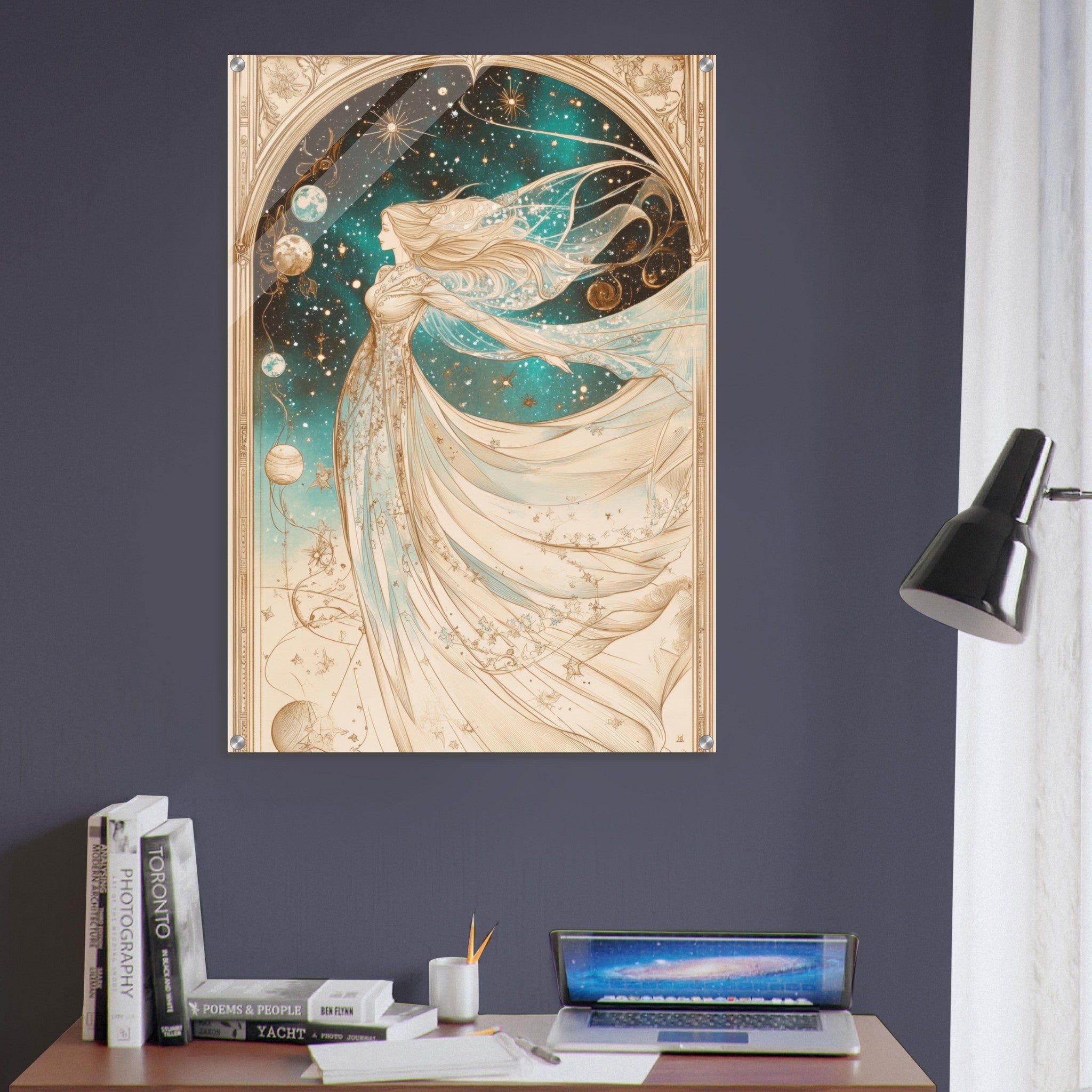 Acrylic Print Portrait - The Cosmic Muse A hand - drawn illustration 2 - Shop Ai Art WebShop - Digital Art online Store