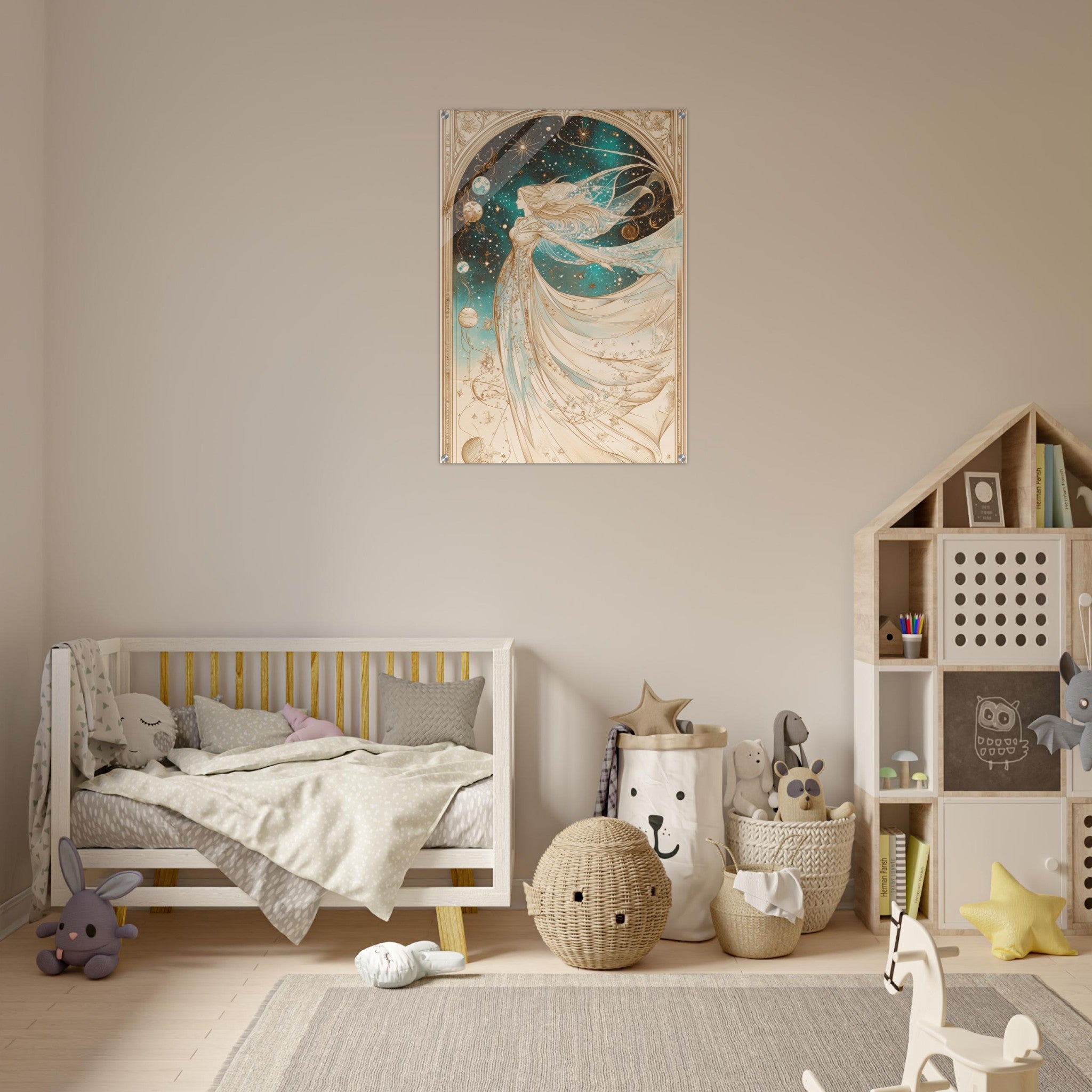 Acrylic Print Portrait - The Cosmic Muse A hand - drawn illustration 2 - Shop Ai Art WebShop - Digital Art online Store