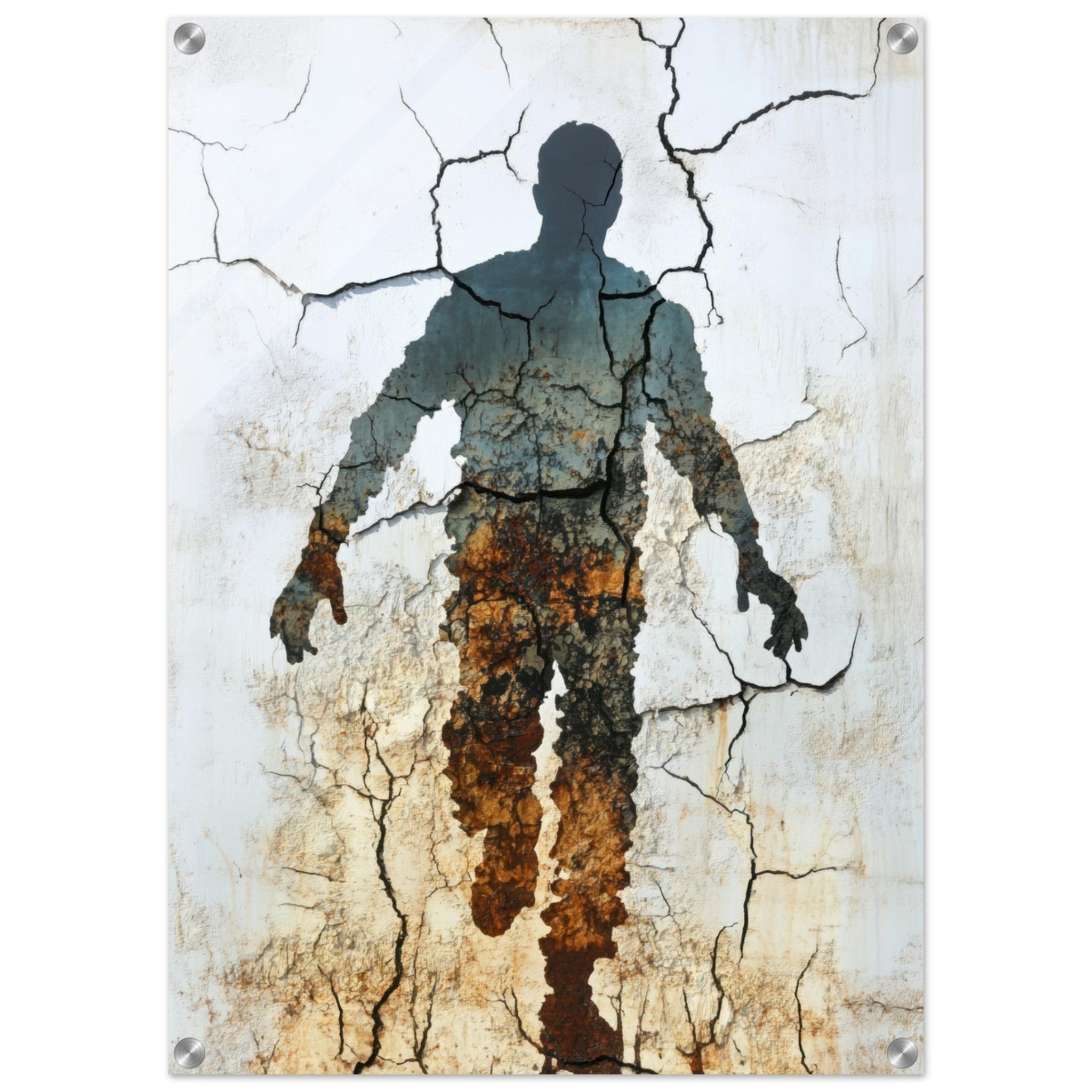 Acrylic Print Portrait - The Erosion of Thought Layers of cracked peeling 3 - Shop Ai Art WebShop - Digital Art online Store