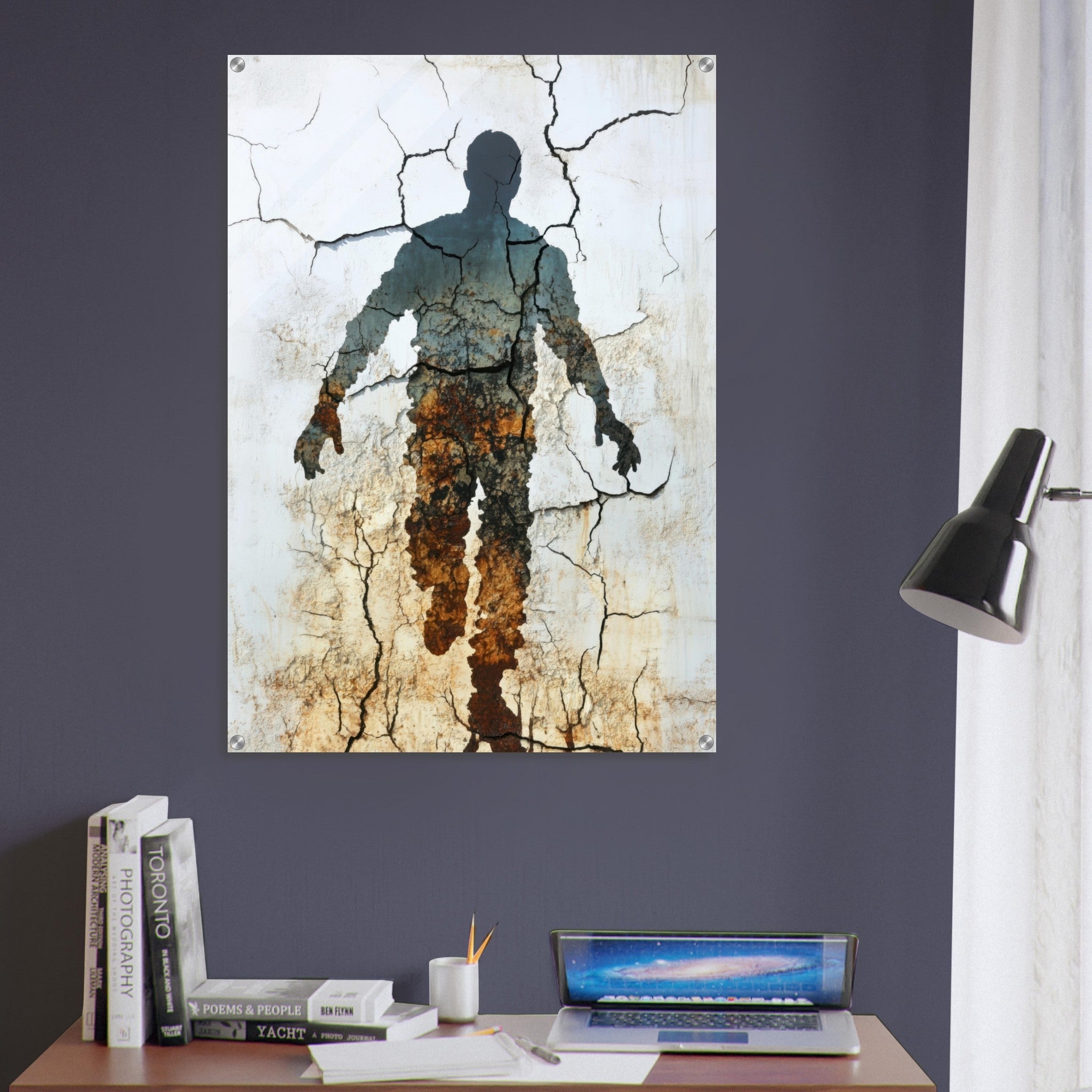 Acrylic Print Portrait - The Erosion of Thought Layers of cracked peeling 3 - Shop Ai Art WebShop - Digital Art online Store