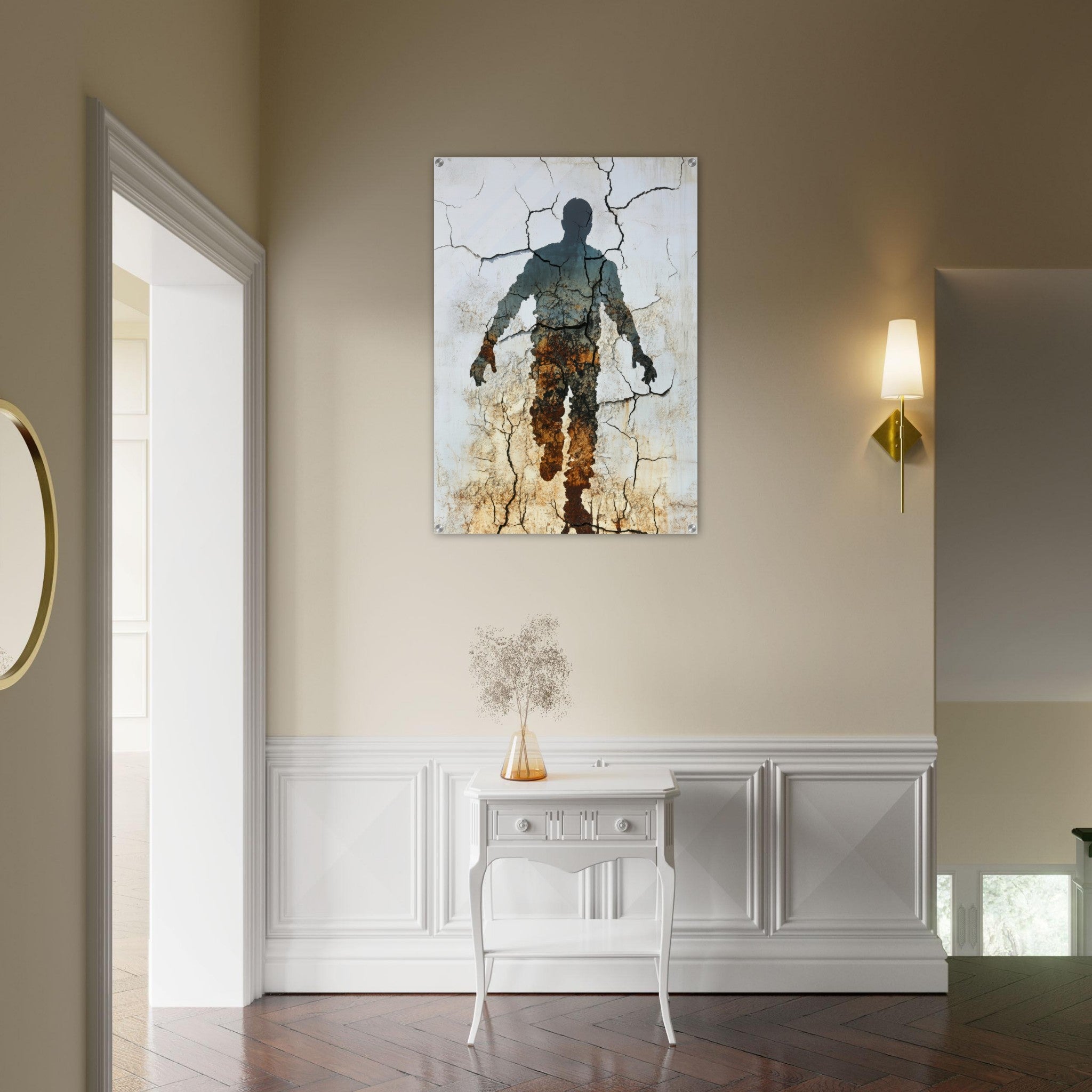 Acrylic Print Portrait - The Erosion of Thought Layers of cracked peeling 3 - Shop Ai Art WebShop - Digital Art online Store