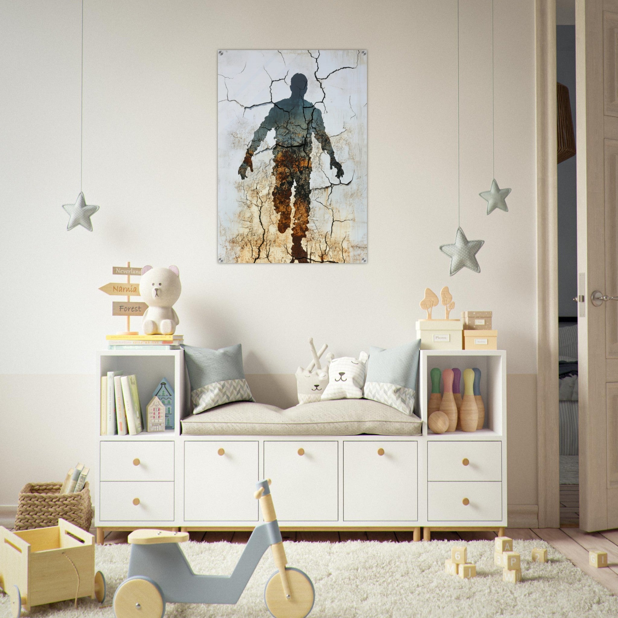 Acrylic Print Portrait - The Erosion of Thought Layers of cracked peeling 3 - Shop Ai Art WebShop - Digital Art online Store