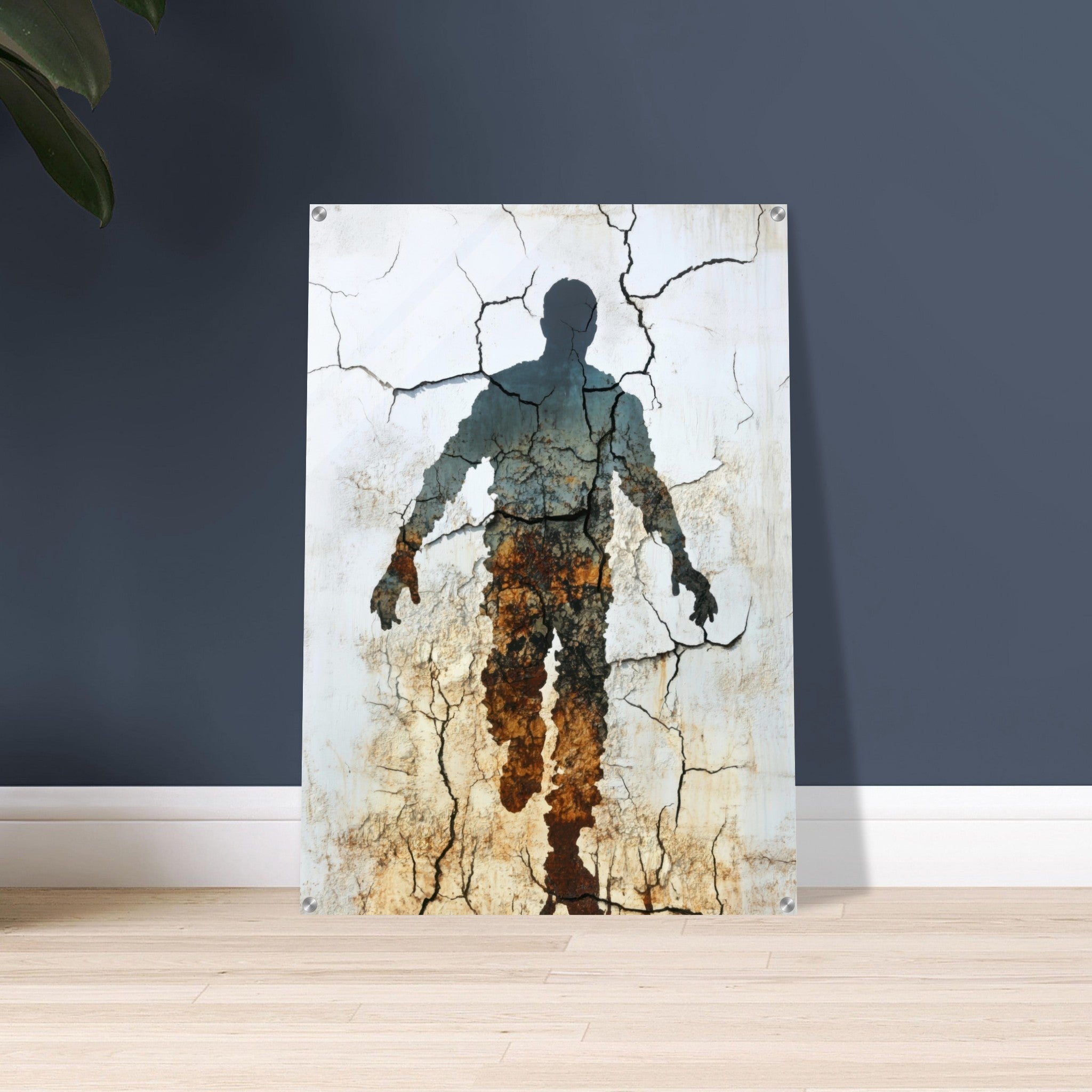 Acrylic Print Portrait - The Erosion of Thought Layers of cracked peeling 3 - Shop Ai Art WebShop - Digital Art online Store