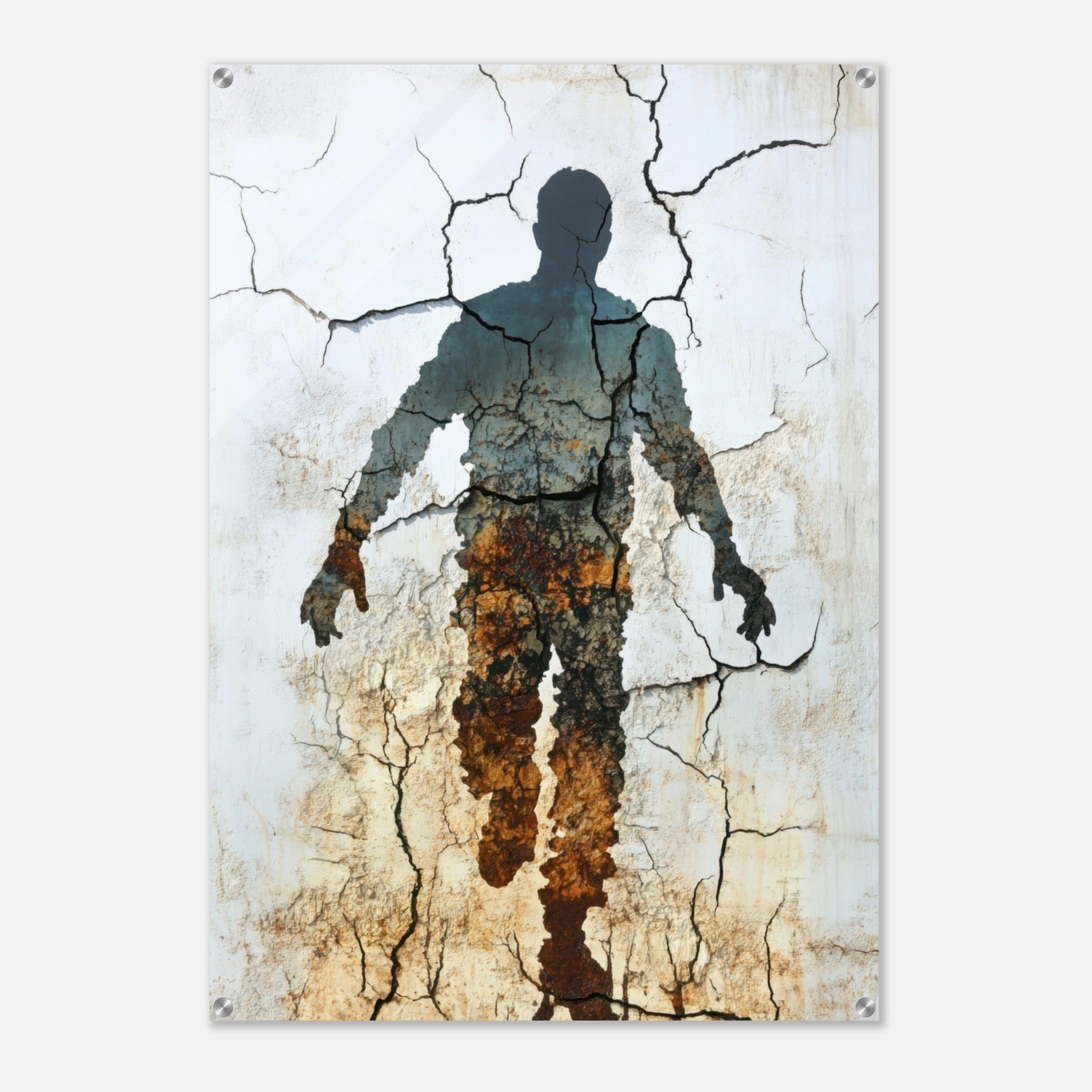 Acrylic Print Portrait - The Erosion of Thought Layers of cracked peeling 3 - Shop Ai Art WebShop - Digital Art online Store