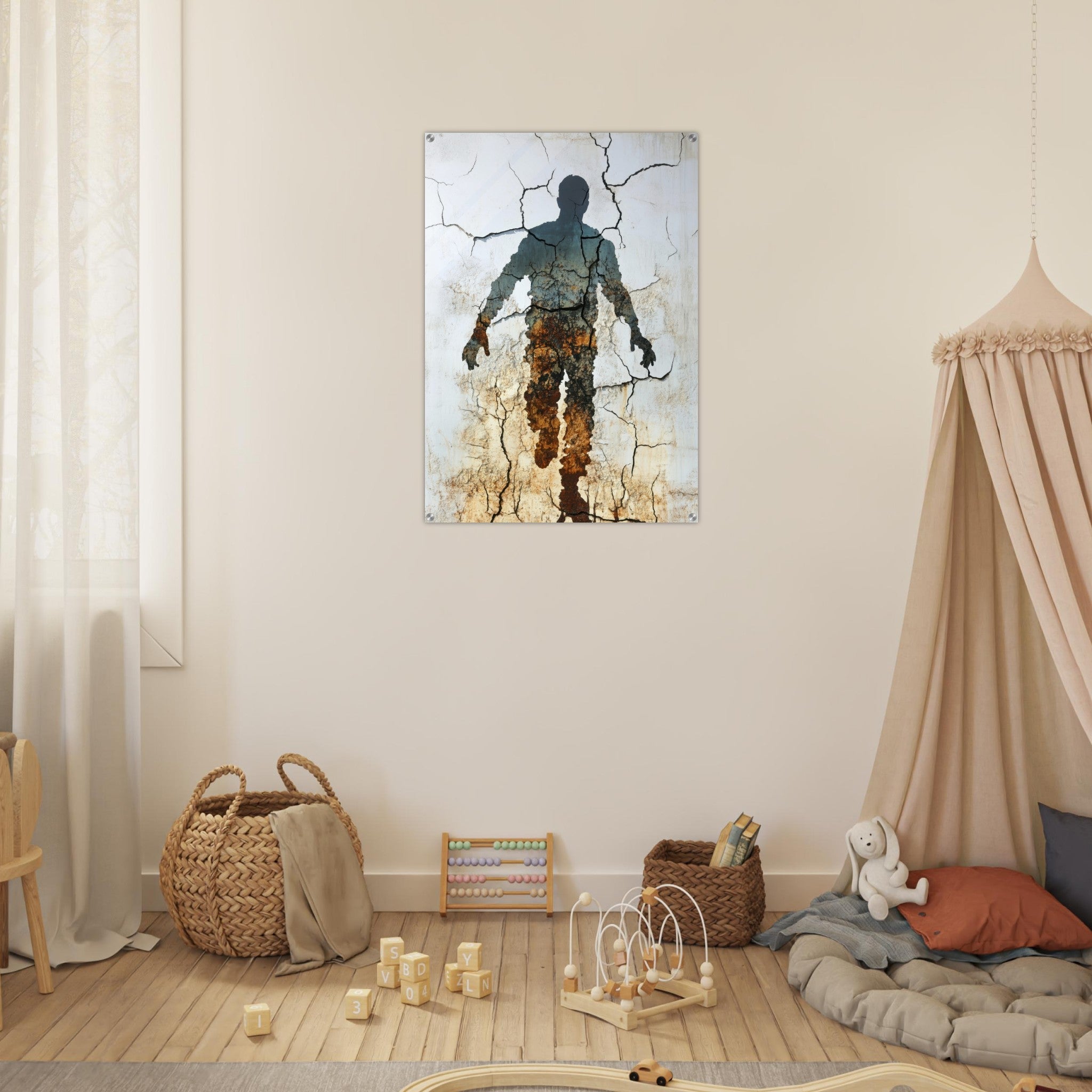 Acrylic Print Portrait - The Erosion of Thought Layers of cracked peeling 3 - Shop Ai Art WebShop - Digital Art online Store