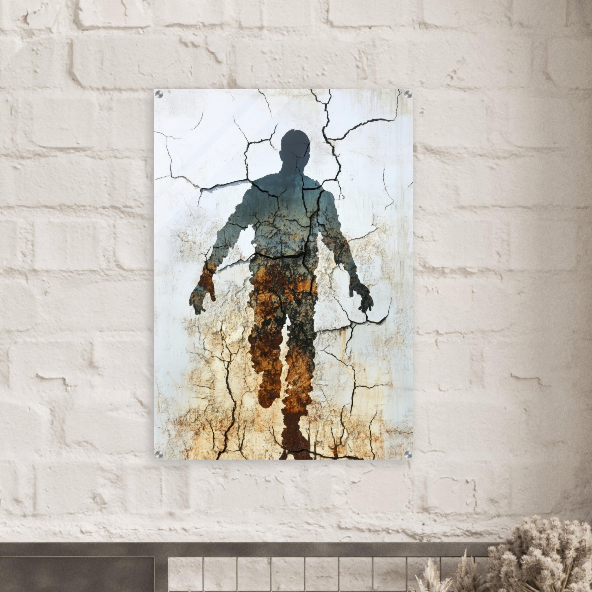 Acrylic Print Portrait - The Erosion of Thought Layers of cracked peeling 3 - Shop Ai Art WebShop - Digital Art online Store