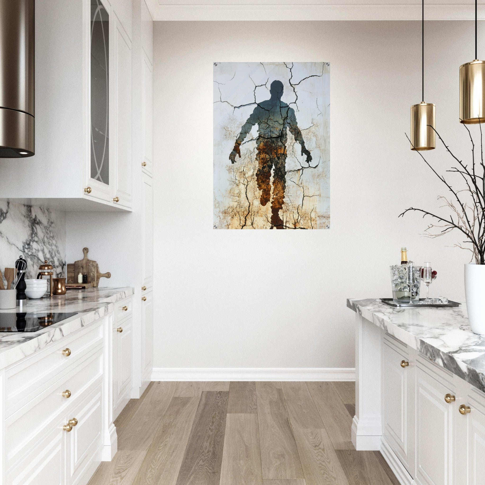 Acrylic Print Portrait - The Erosion of Thought Layers of cracked peeling 3 - Shop Ai Art WebShop - Digital Art online Store