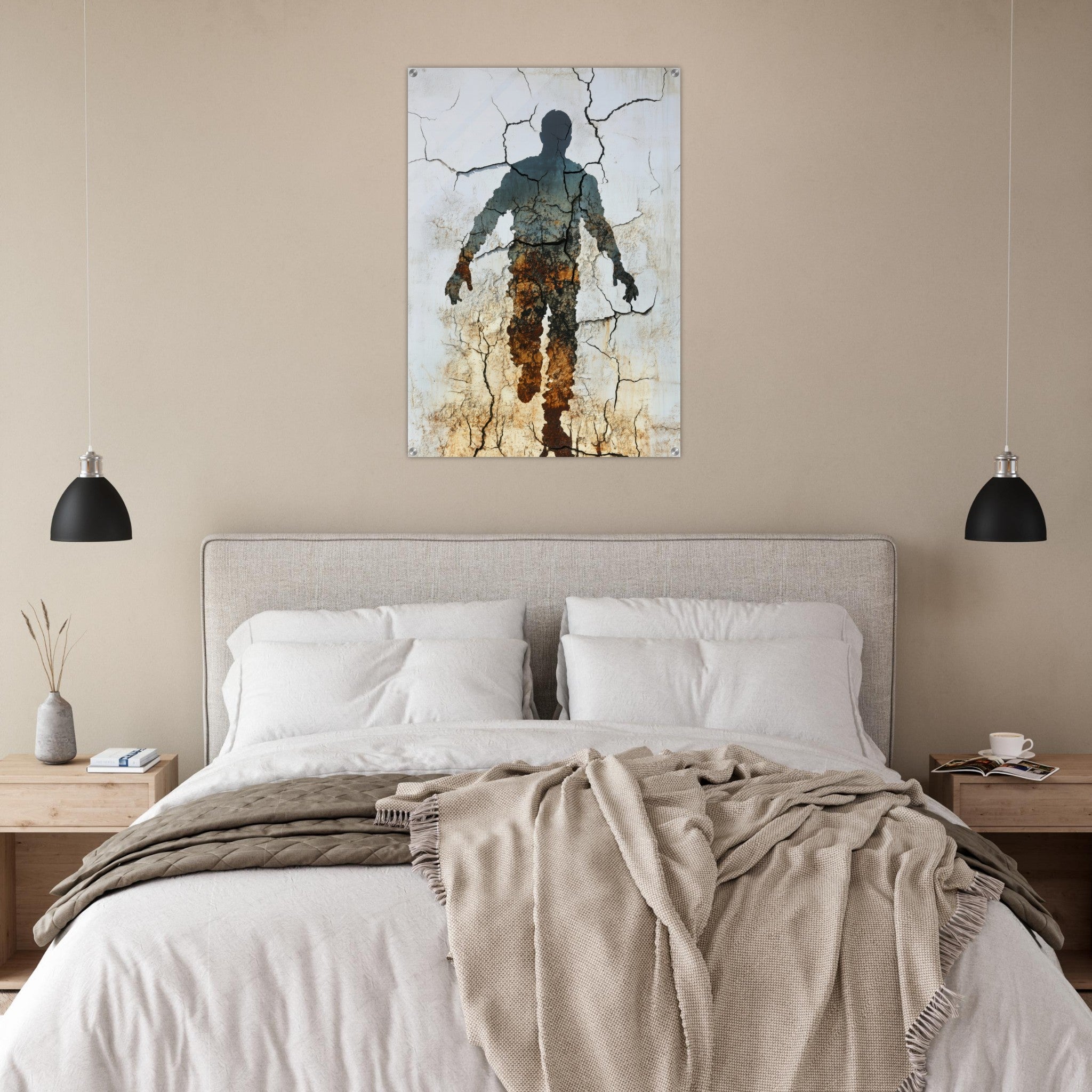 Acrylic Print Portrait - The Erosion of Thought Layers of cracked peeling 3 - Shop Ai Art WebShop - Digital Art online Store