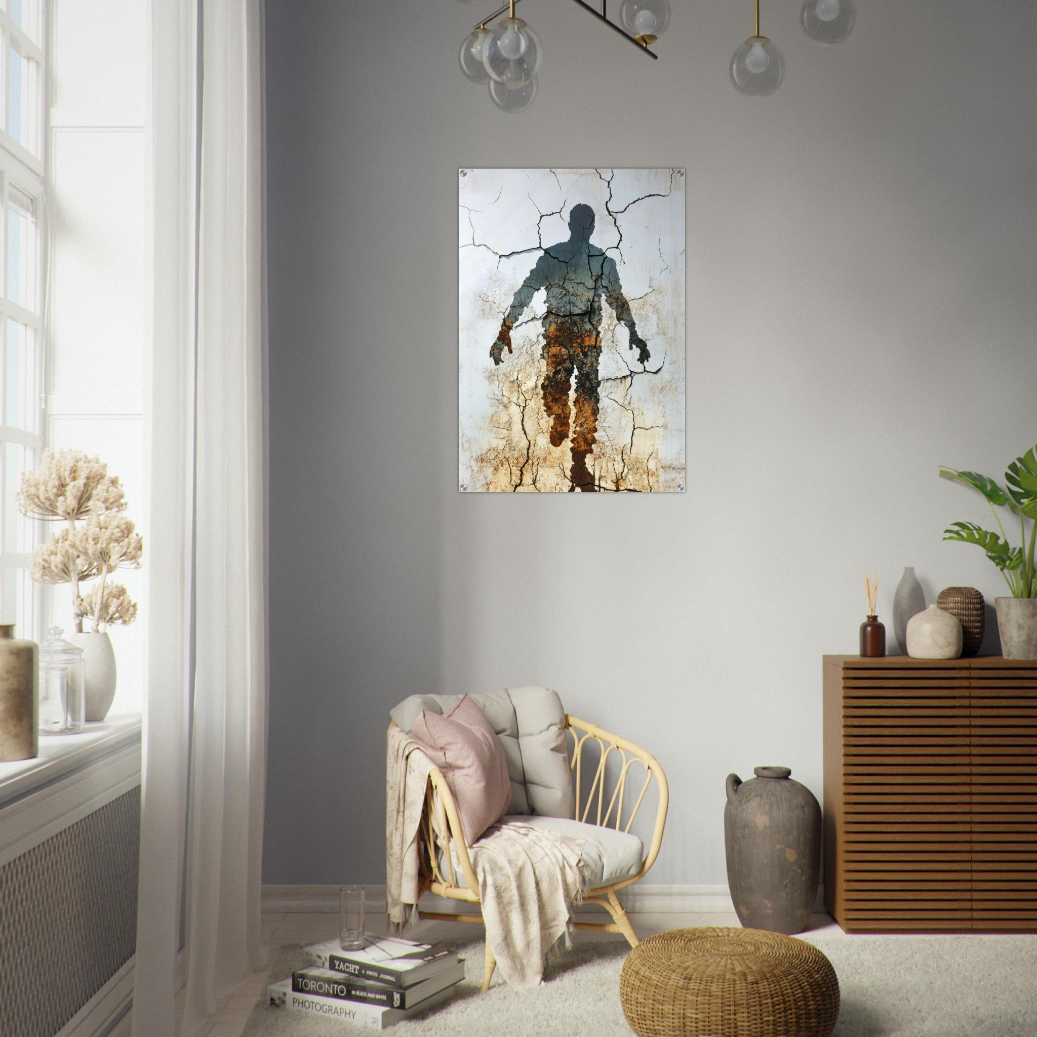 Acrylic Print Portrait - The Erosion of Thought Layers of cracked peeling 3 - Shop Ai Art WebShop - Digital Art online Store