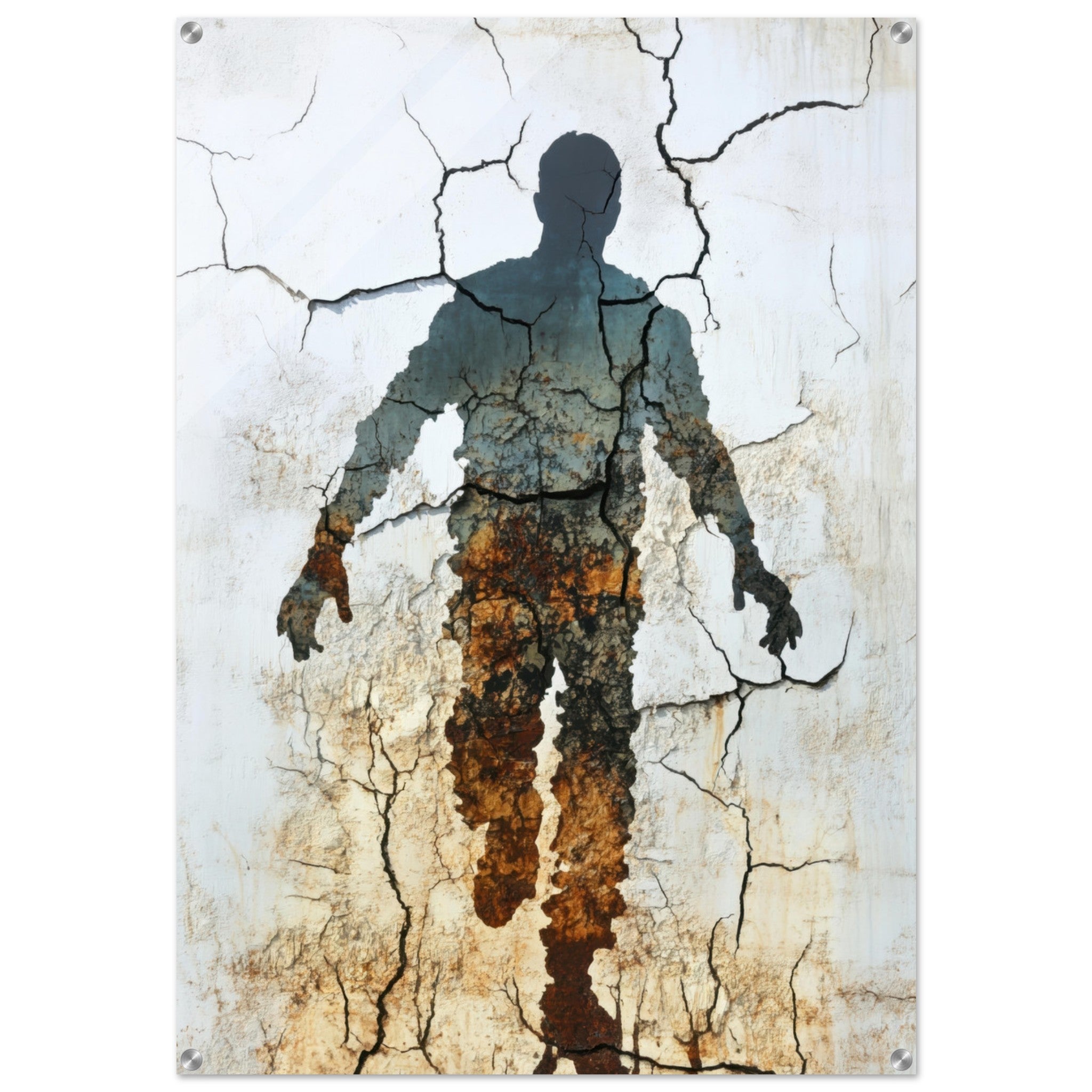 Acrylic Print Portrait - The Erosion of Thought Layers of cracked peeling 3 - Shop Ai Art WebShop - Digital Art online Store