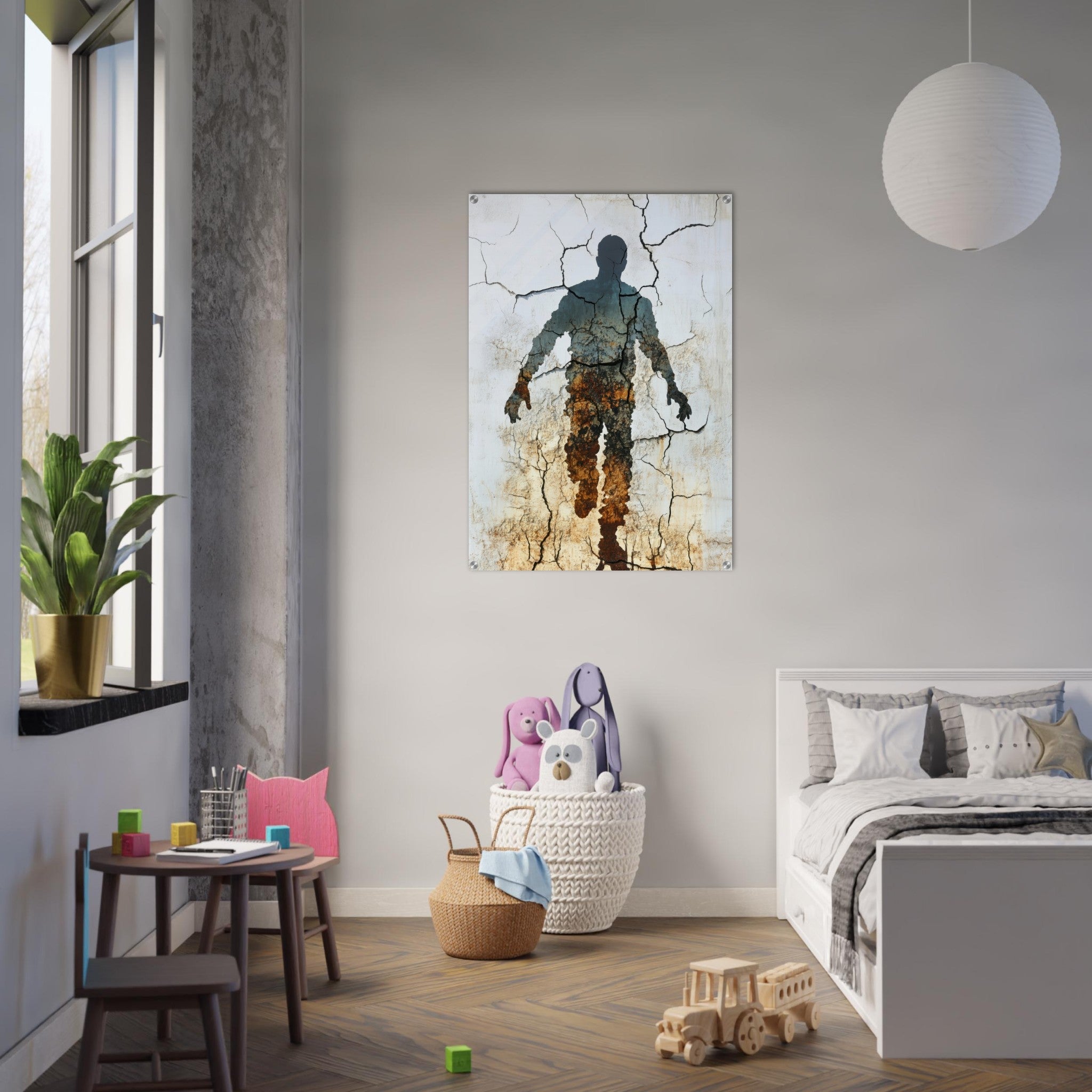 Acrylic Print Portrait - The Erosion of Thought Layers of cracked peeling 3 - Shop Ai Art WebShop - Digital Art online Store