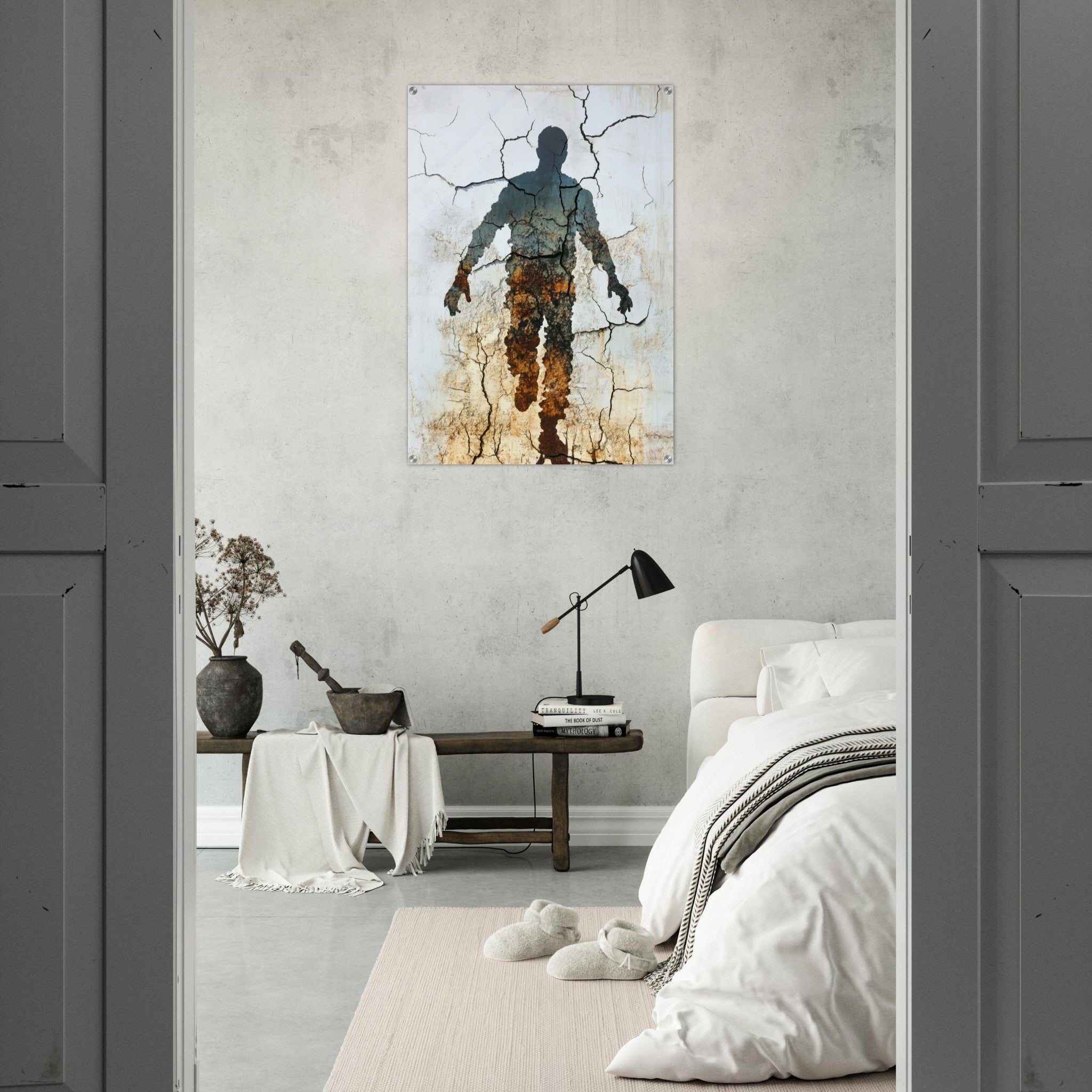 Acrylic Print Portrait - The Erosion of Thought Layers of cracked peeling 3 - Shop Ai Art WebShop - Digital Art online Store