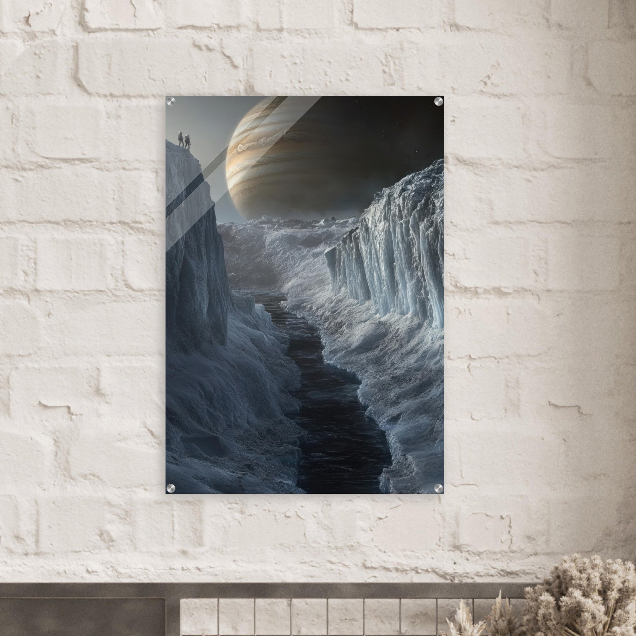 Acrylic Print Portrait - The Frozen Wasteland of Europa An expedition tea 2 - Shop Ai Art WebShop - Digital Art online Store
