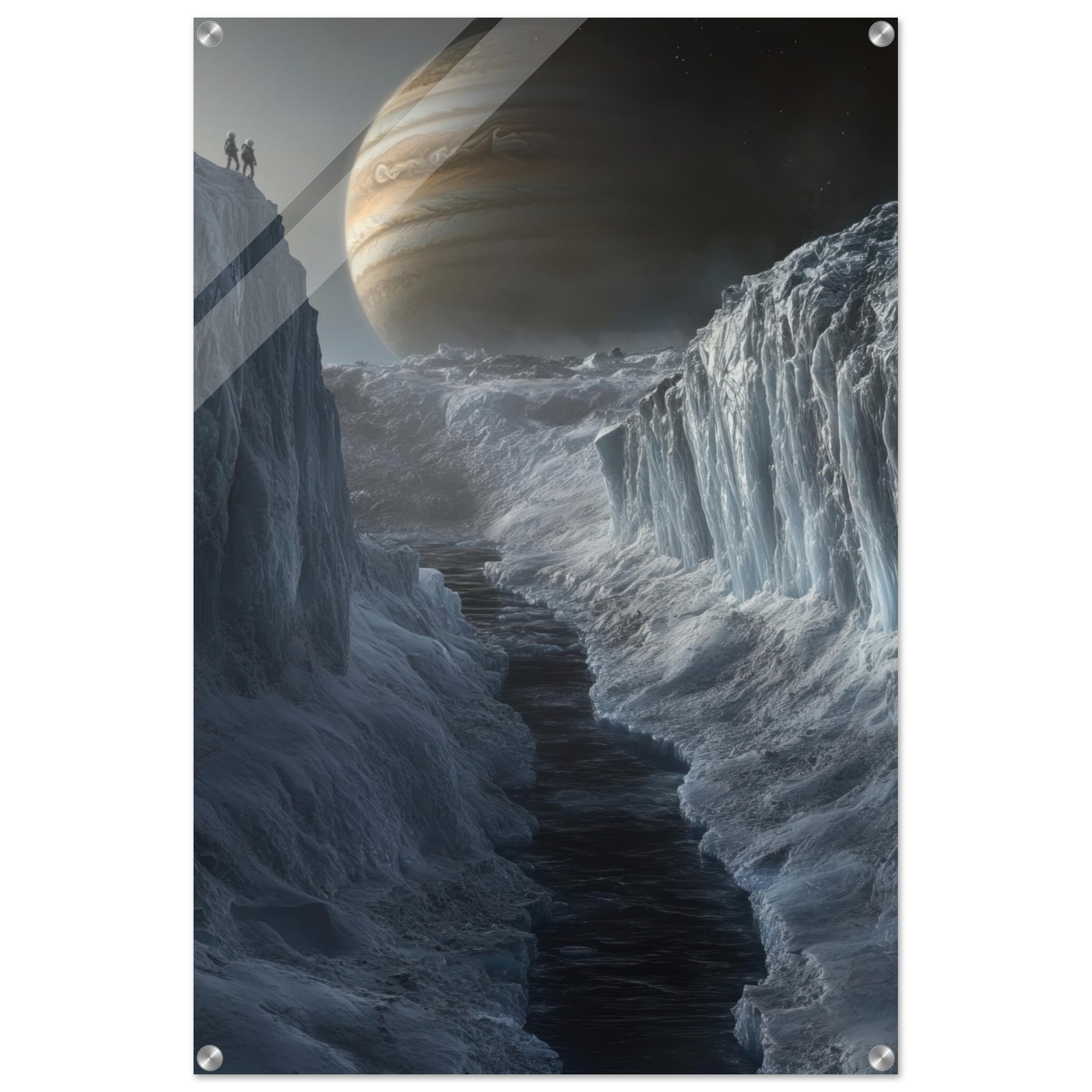 Acrylic Print Portrait - The Frozen Wasteland of Europa An expedition tea 2 - Shop Ai Art WebShop - Digital Art online Store