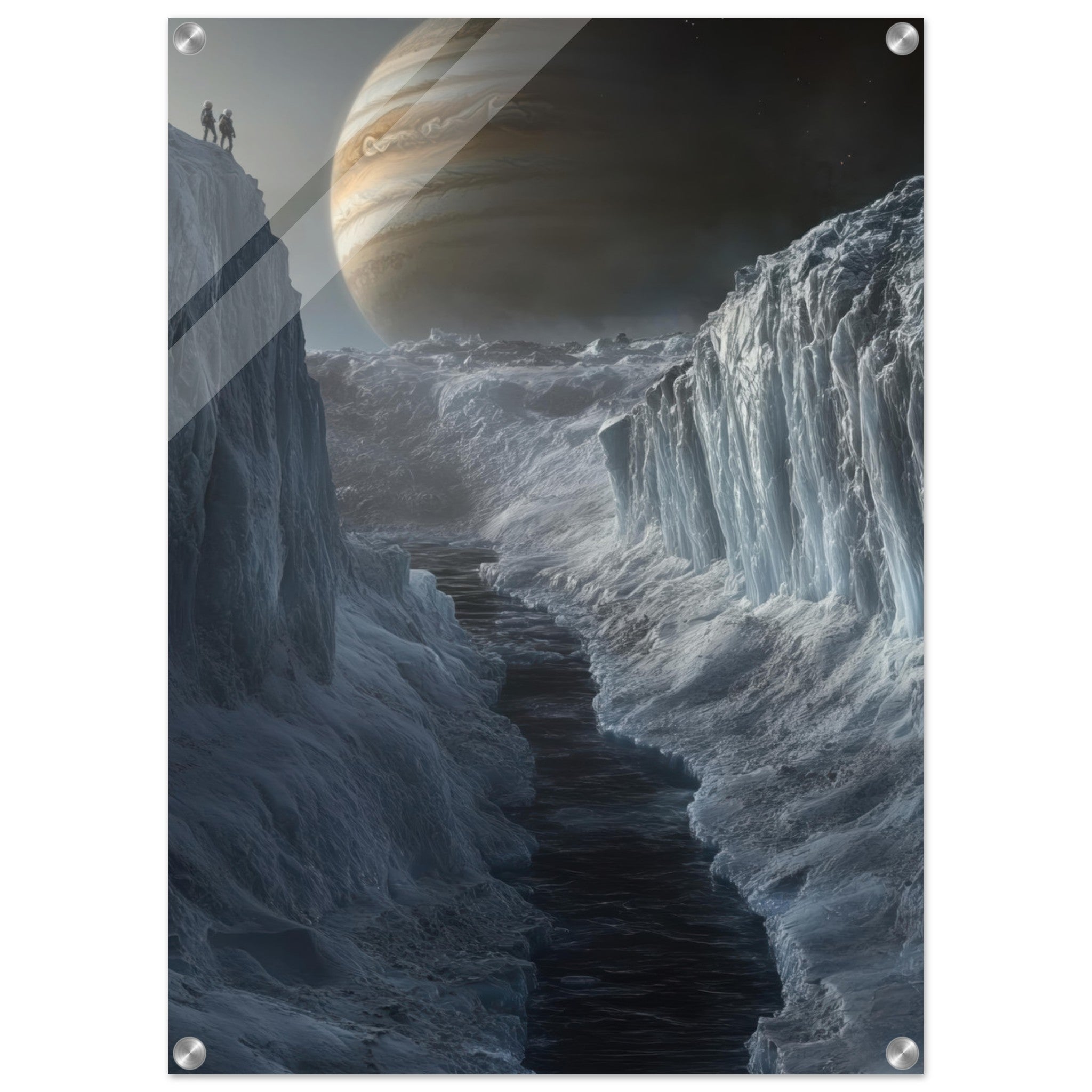 Acrylic Print Portrait - The Frozen Wasteland of Europa An expedition tea 2 - Shop Ai Art WebShop - Digital Art online Store