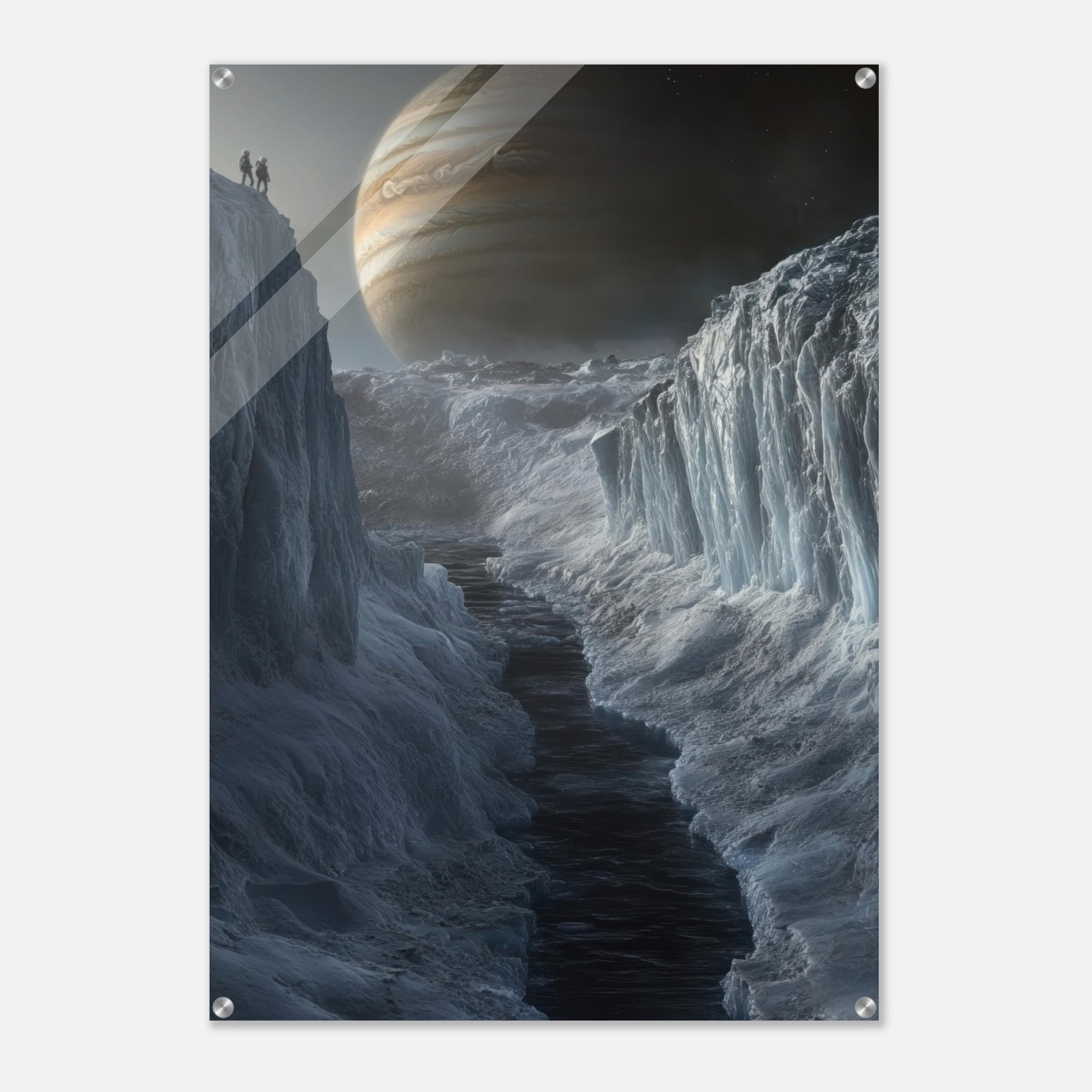 Acrylic Print Portrait - The Frozen Wasteland of Europa An expedition tea 2 - Shop Ai Art WebShop - Digital Art online Store