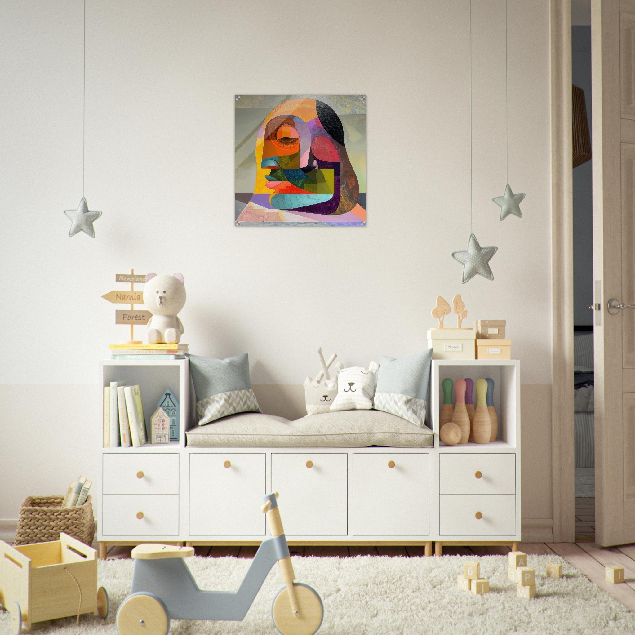 Acrylic Print Square - African Face in Abstract Style painting - Shop Ai Art WebShop - Digital Art online Store