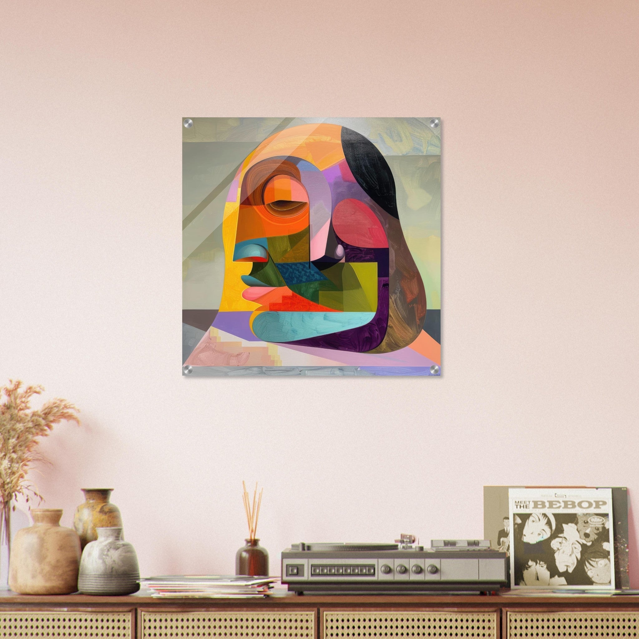 Acrylic Print Square - African Face in Abstract Style painting - Shop Ai Art WebShop - Digital Art online Store