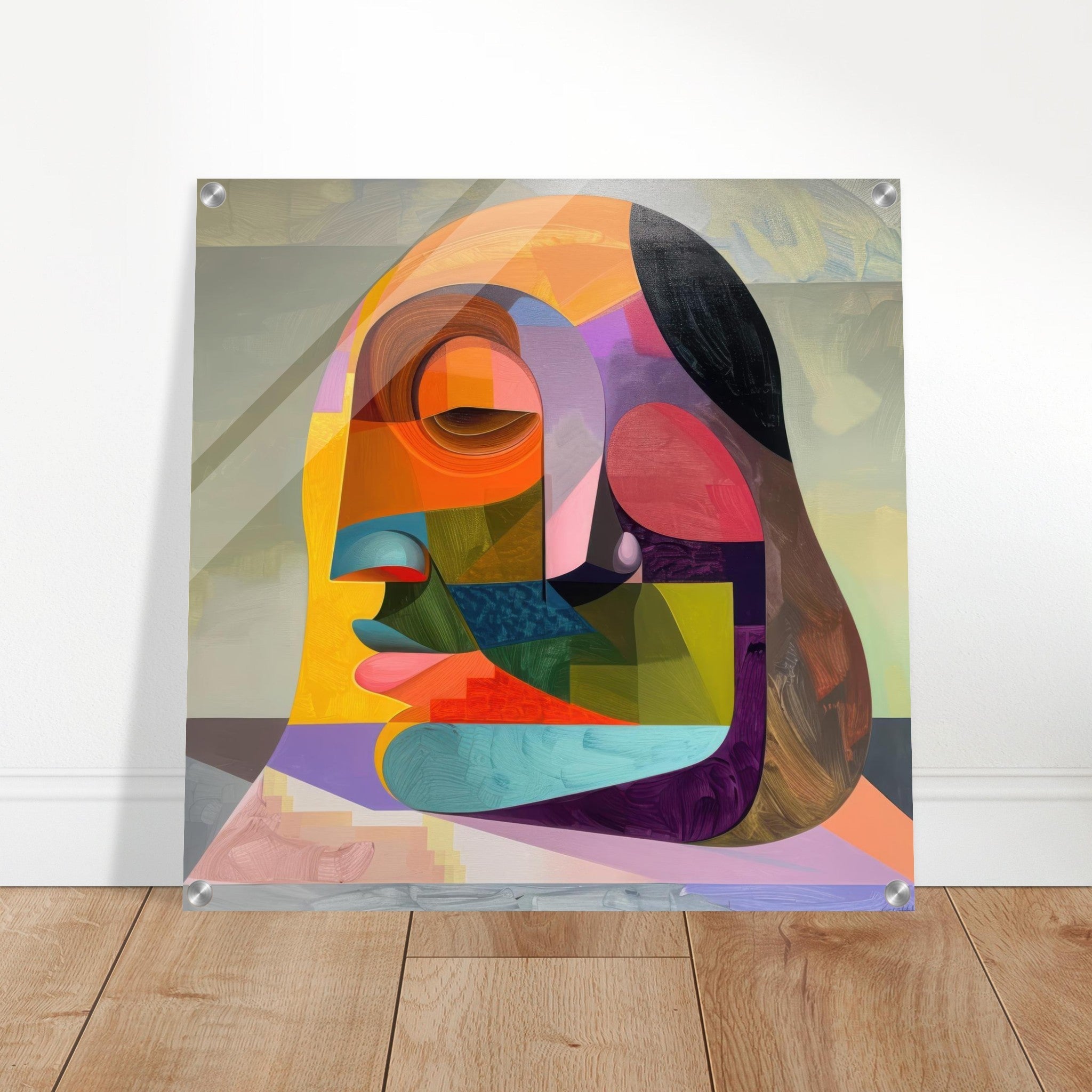 Acrylic Print Square - African Face in Abstract Style painting - Shop Ai Art WebShop - Digital Art online Store