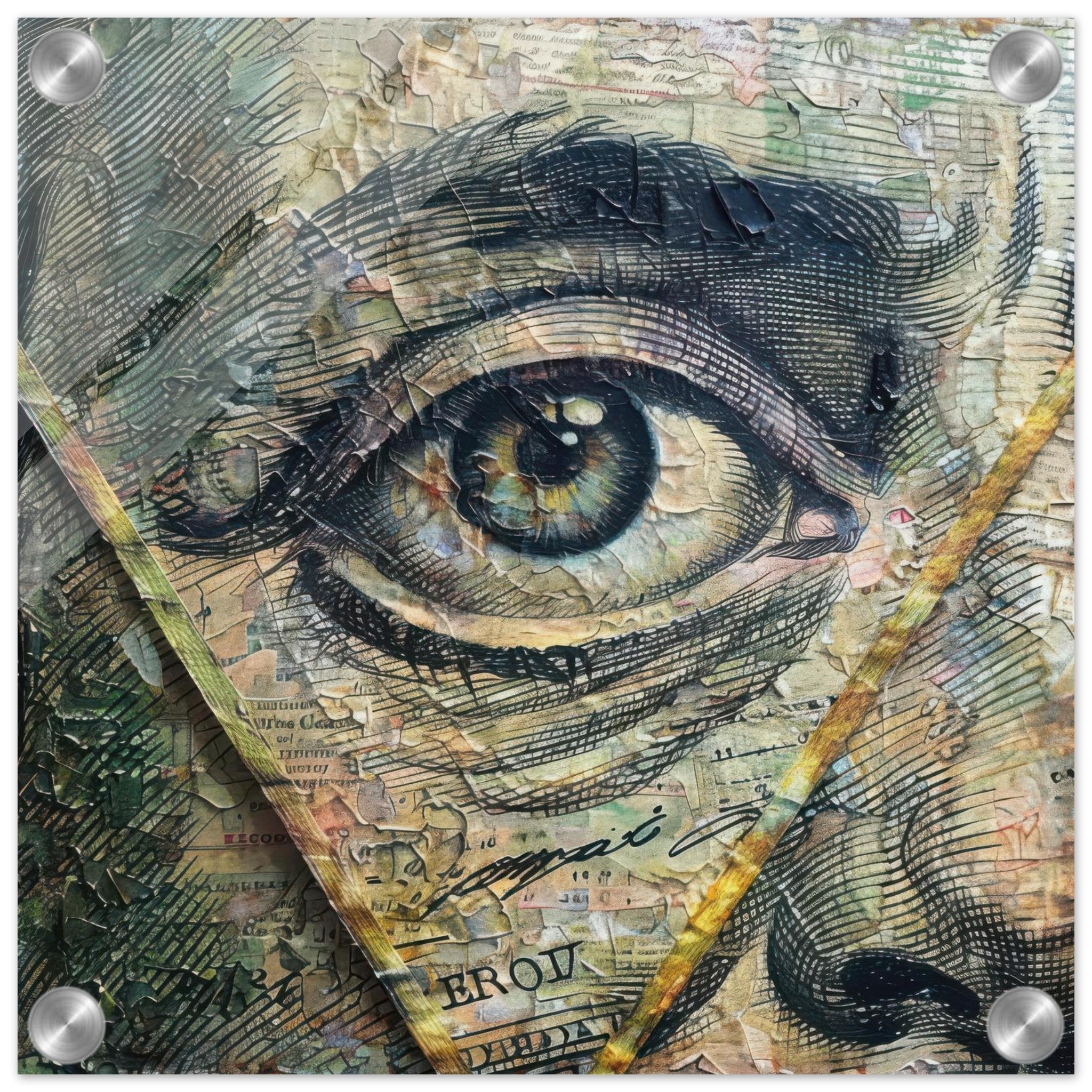 Acrylic Print Square - All seeing eye in a 1 dollar bill abstract art - Shop Ai Art WebShop - Digital Art online Store