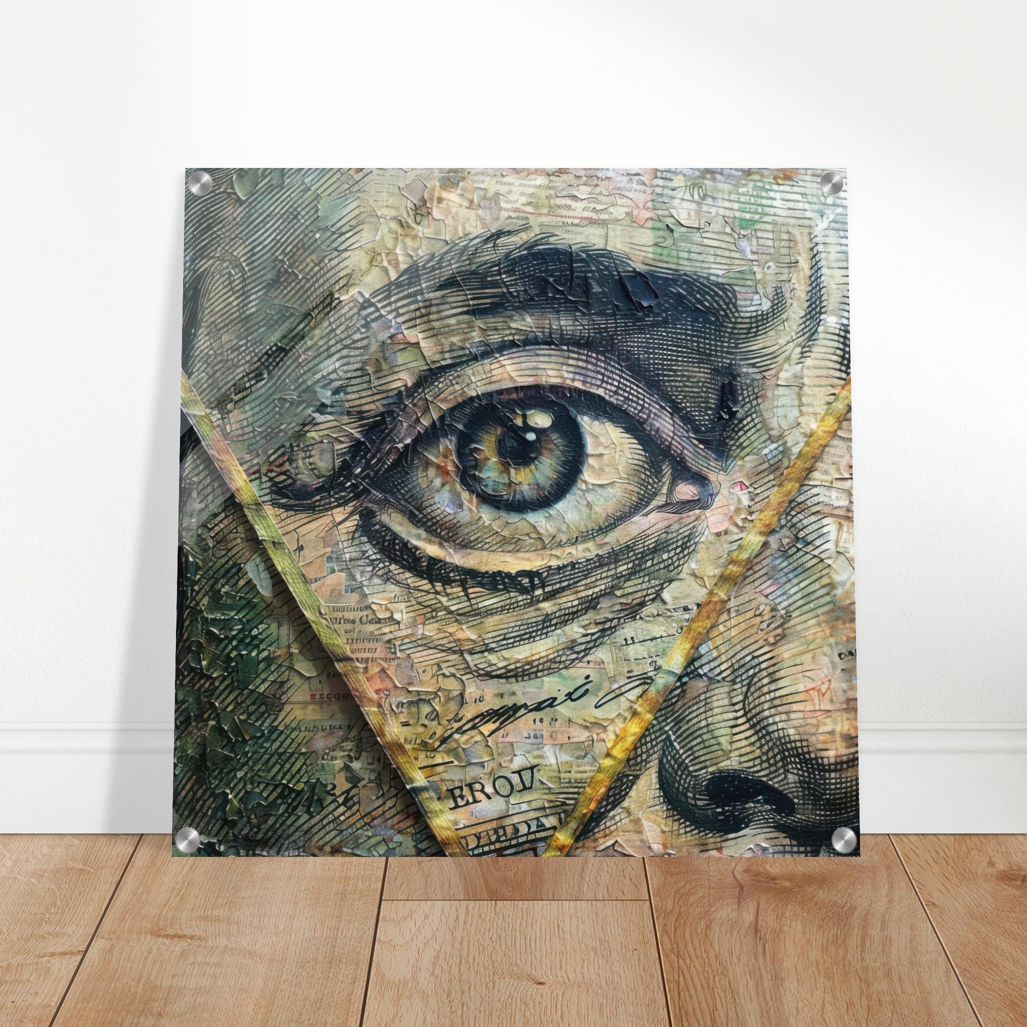 Acrylic Print Square - All seeing eye in a 1 dollar bill abstract art - Shop Ai Art WebShop - Digital Art online Store
