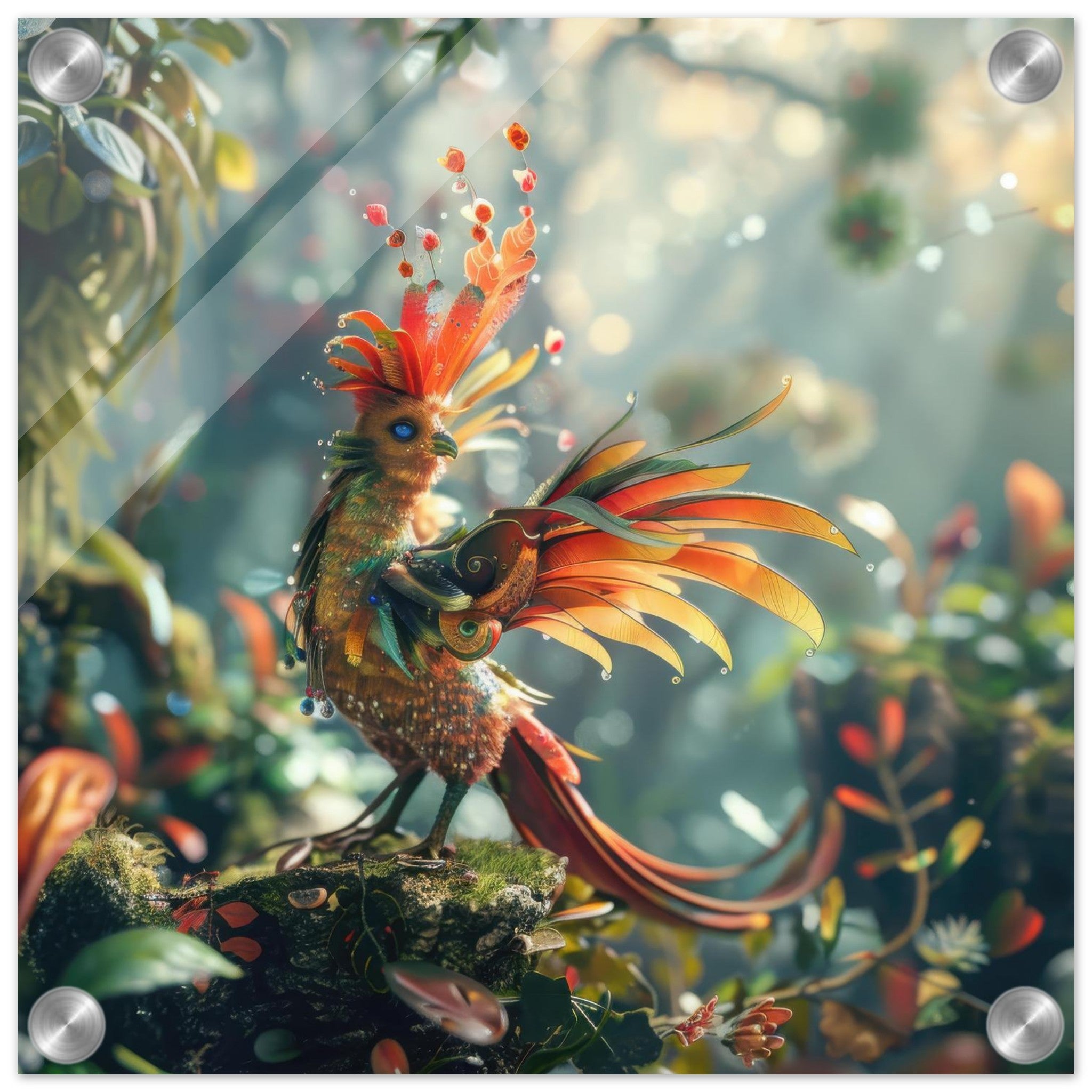 Acrylic Print Square - Amazing fantasy world with fantasy creatures 55m birds 6 - Shop Ai Art WebShop - Digital Art online Store