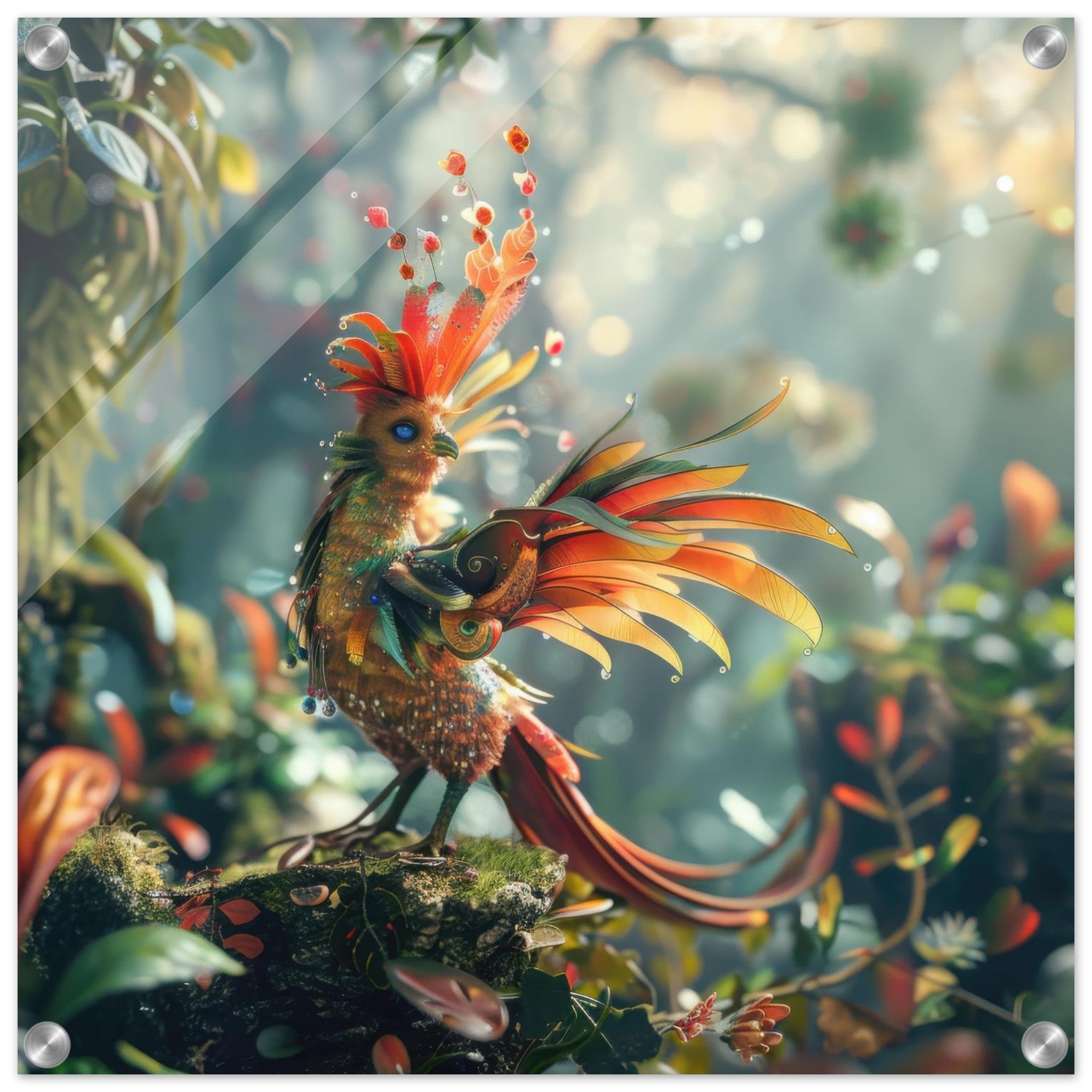 Acrylic Print Square - Amazing fantasy world with fantasy creatures 55m birds 6 - Shop Ai Art WebShop - Digital Art online Store