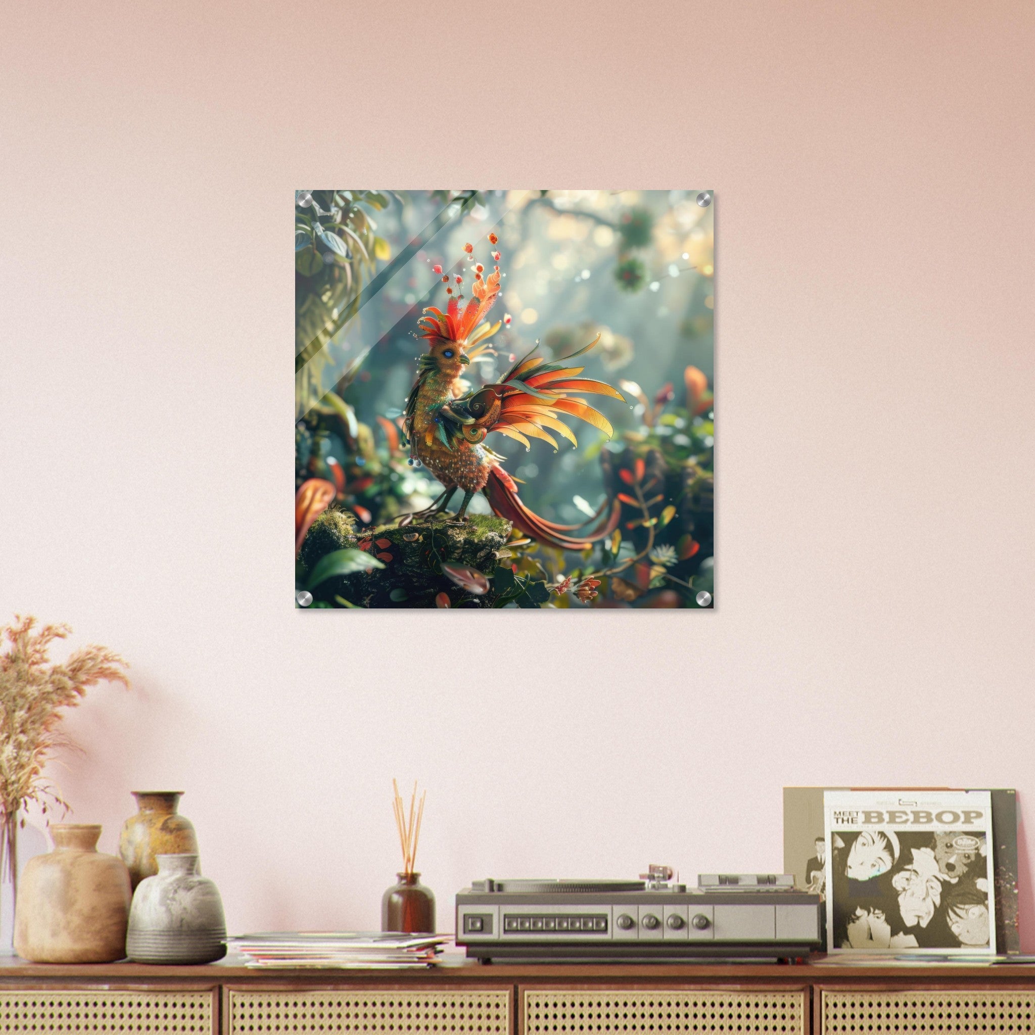 Acrylic Print Square - Amazing fantasy world with fantasy creatures 55m birds 6 - Shop Ai Art WebShop - Digital Art online Store