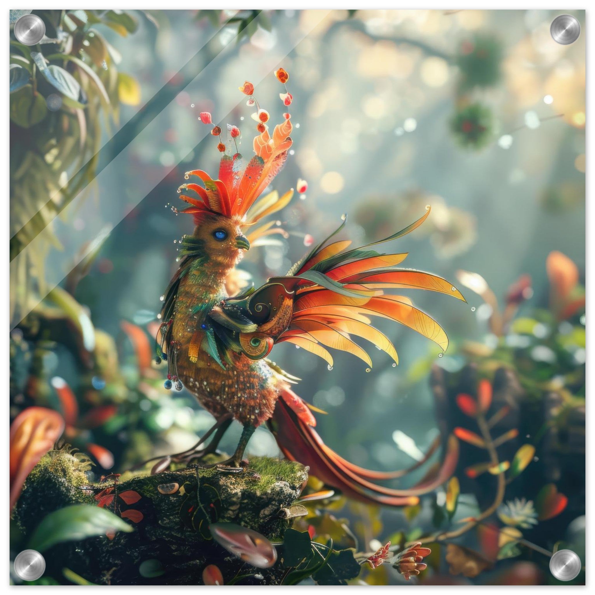 Acrylic Print Square - Amazing fantasy world with fantasy creatures 55m birds 6 - Shop Ai Art WebShop - Digital Art online Store