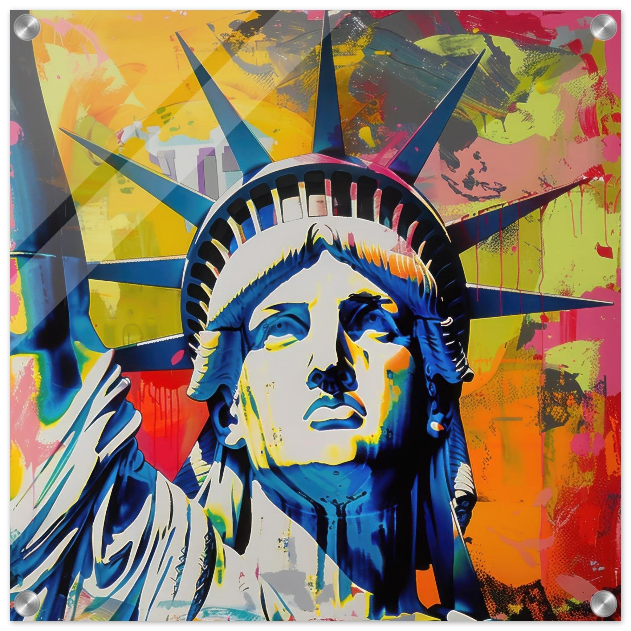 Acrylic Print Square - American pop art abstract art style - Shop Ai Art WebShop - Digital Art online Store