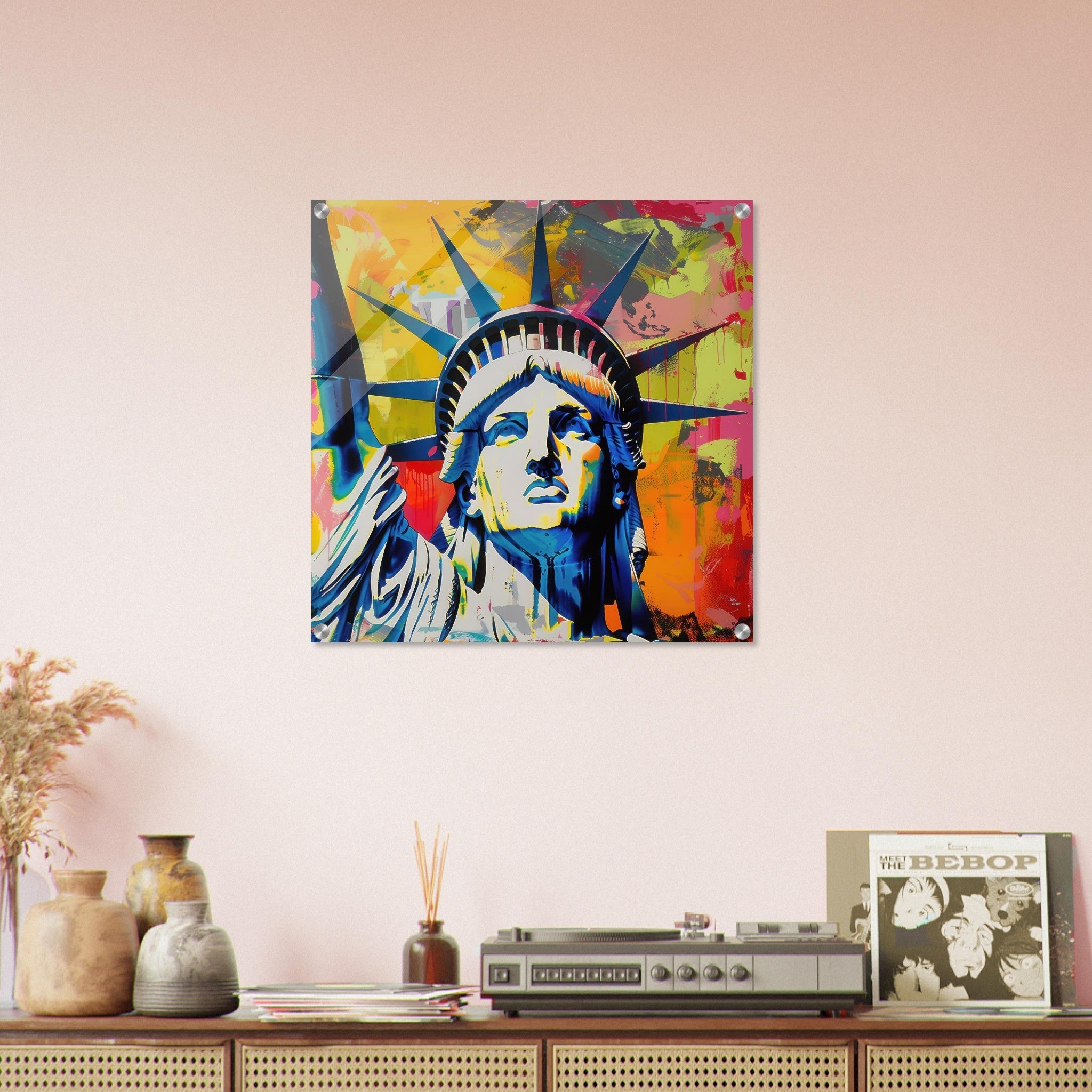 Acrylic Print Square - American pop art abstract art style - Shop Ai Art WebShop - Digital Art online Store