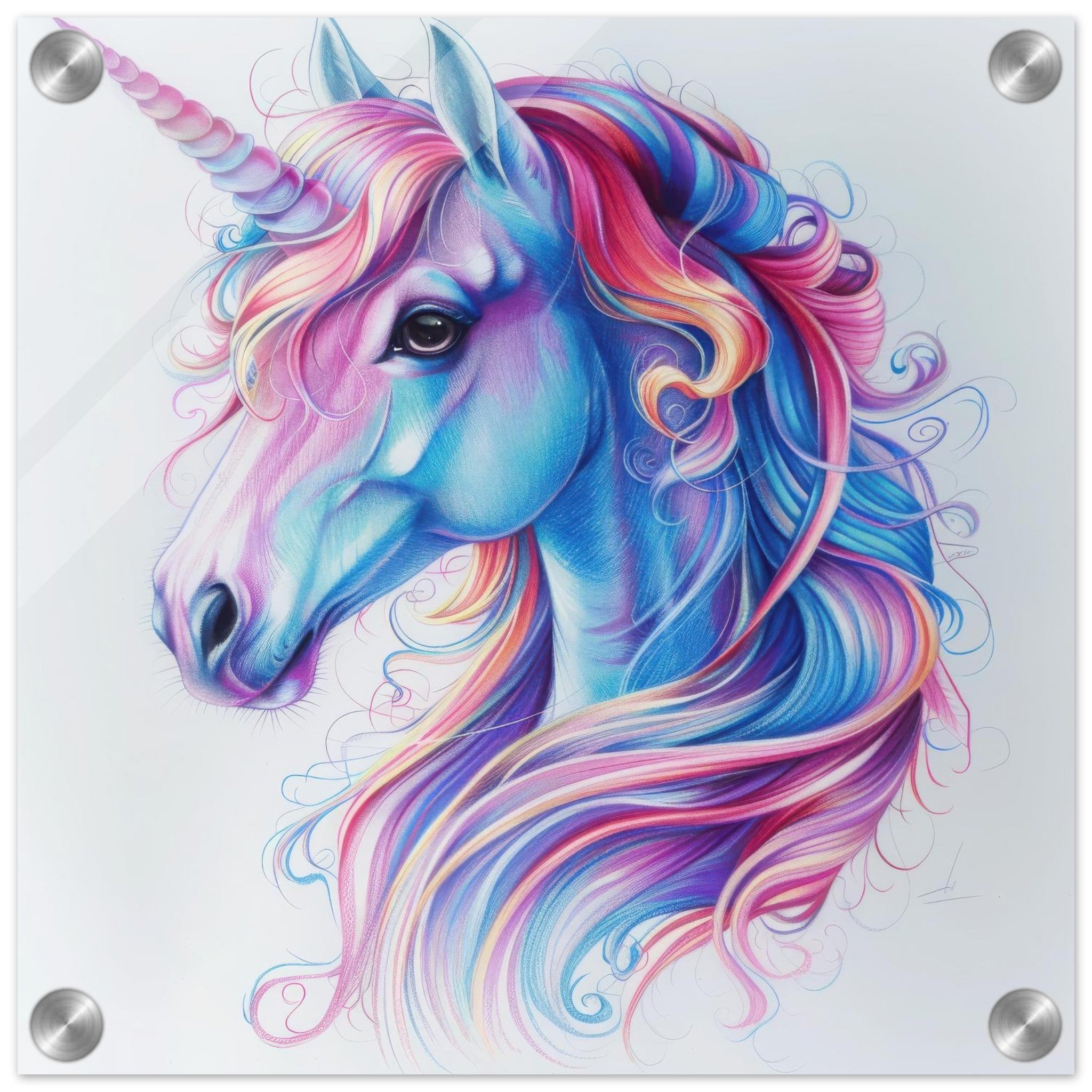 Acrylic Print Square - Children Kids Room Art Unicorn Fantasy 2 - Shop Ai Art WebShop - Digital Art online Store